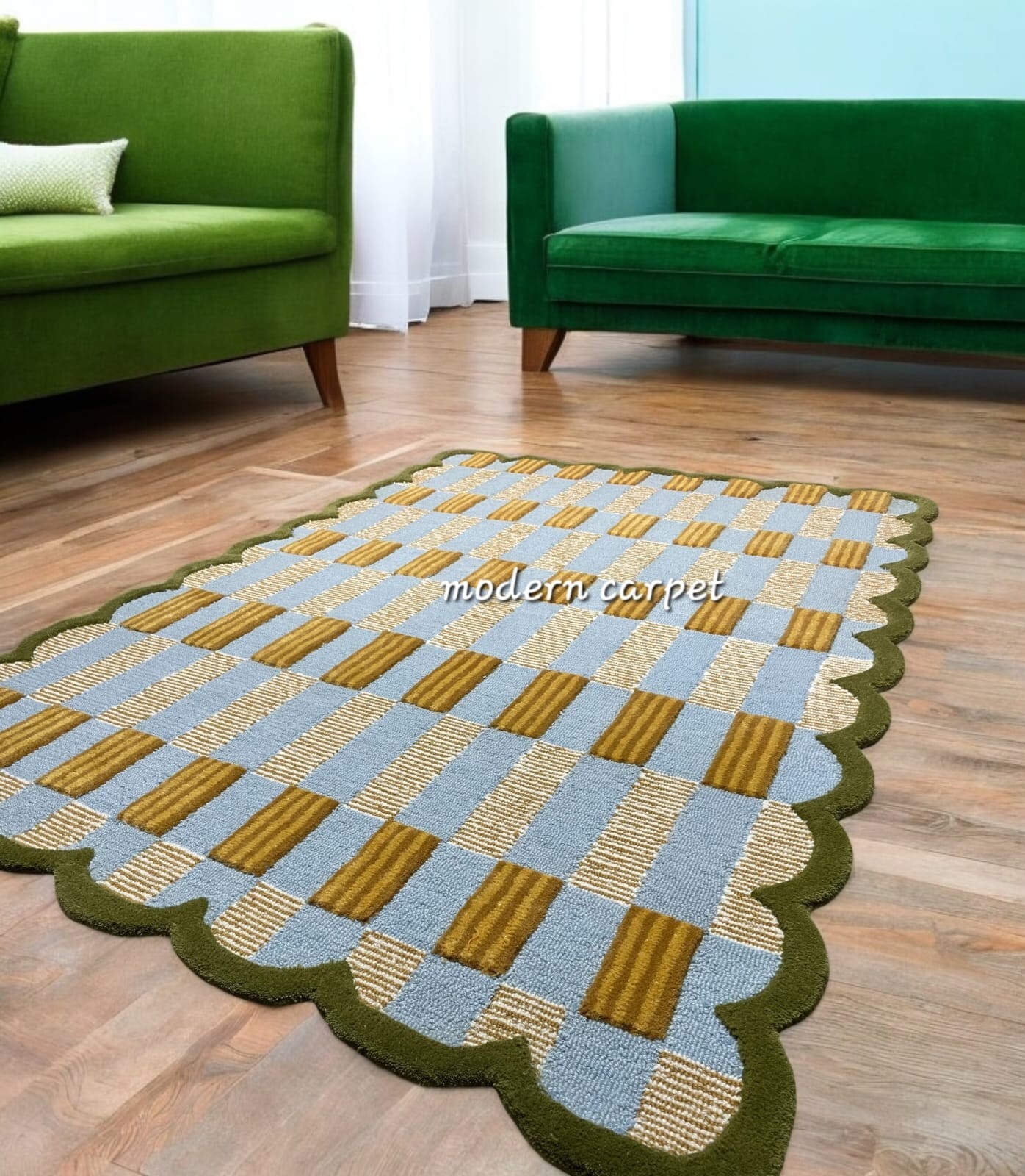 Matilda Goad Plaid Rugs Handmade 100% Woolen Hand Tufted For Home Decoration