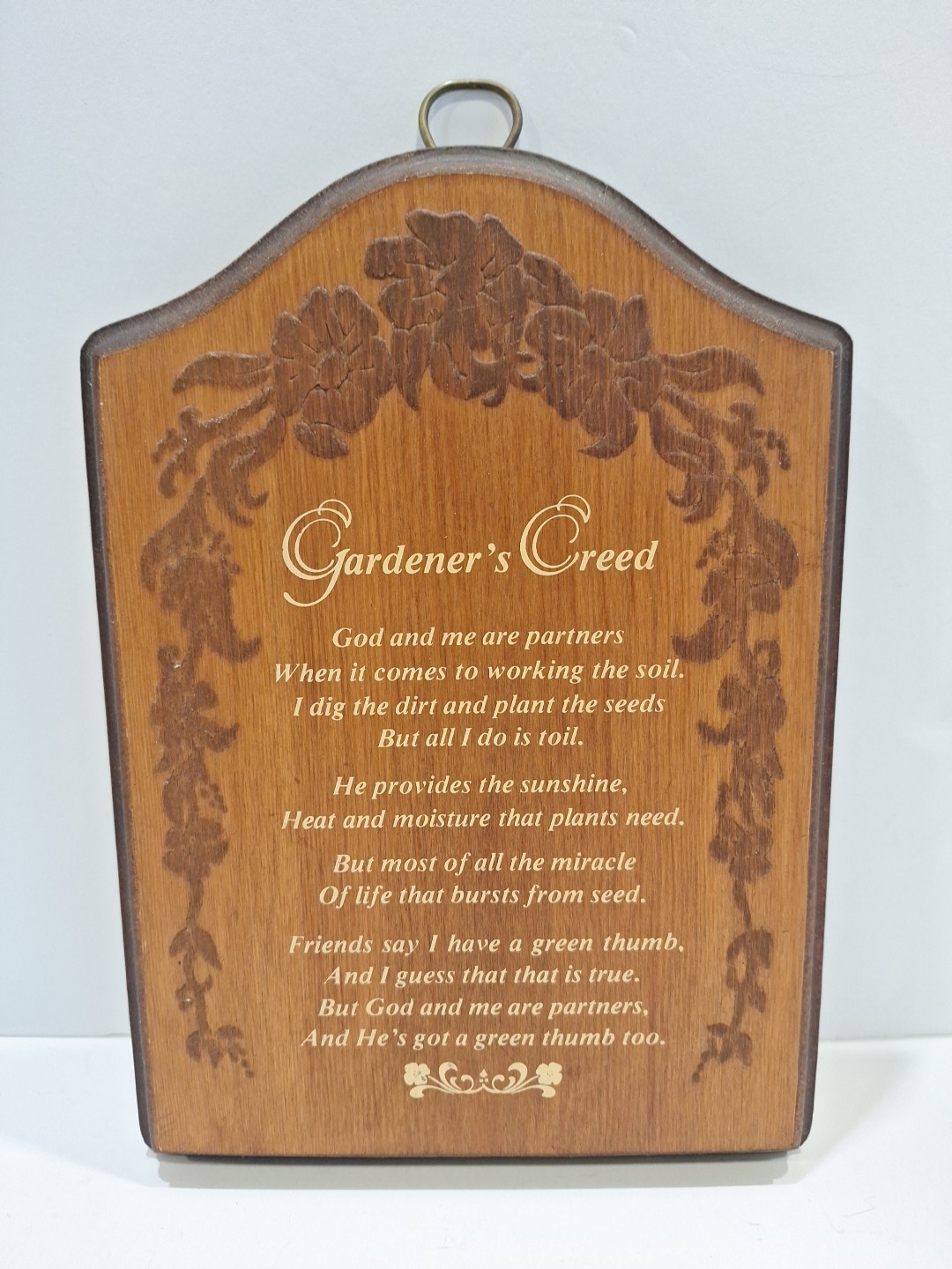 Gardener’s Creed Wood Plaque 10 In Christian Green Thumb Wall Hanging Home Decor