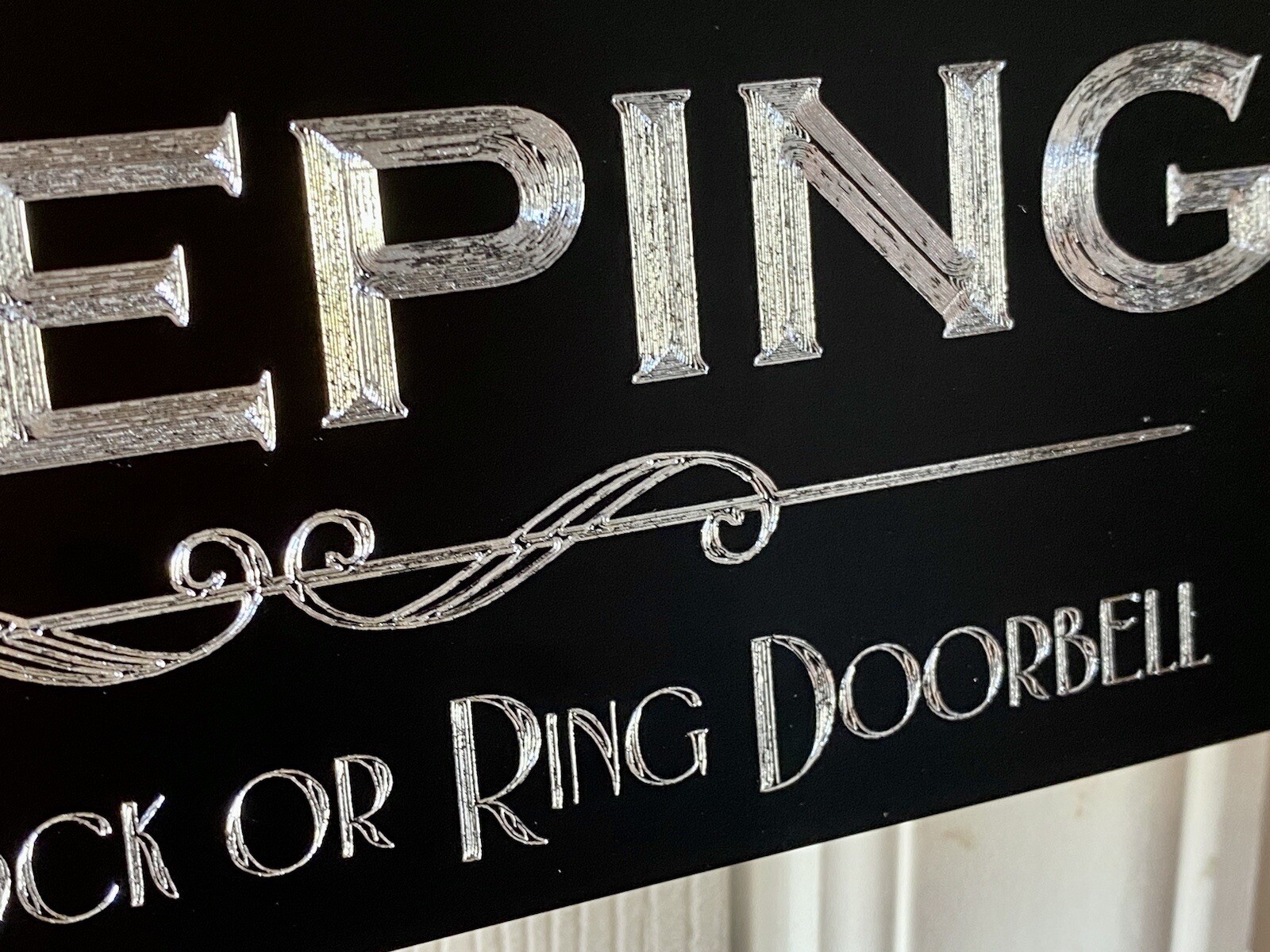 Diamond Etched 8×4 Night 3rd Shift Worker Warning Do Not Knock Metal Door Sign