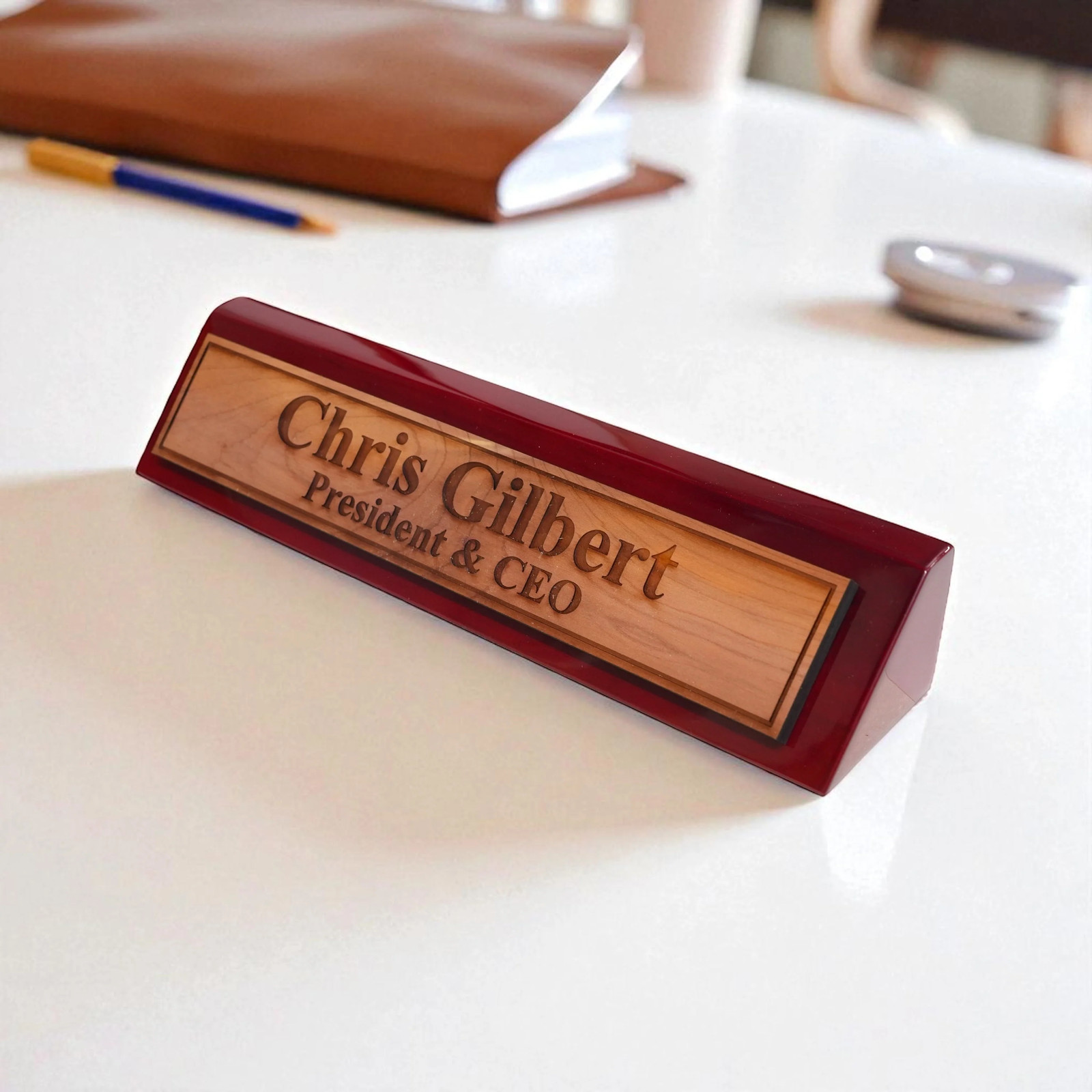 Desk Wedge Name Plate – Personalized Titles and Styles – 11 Inches