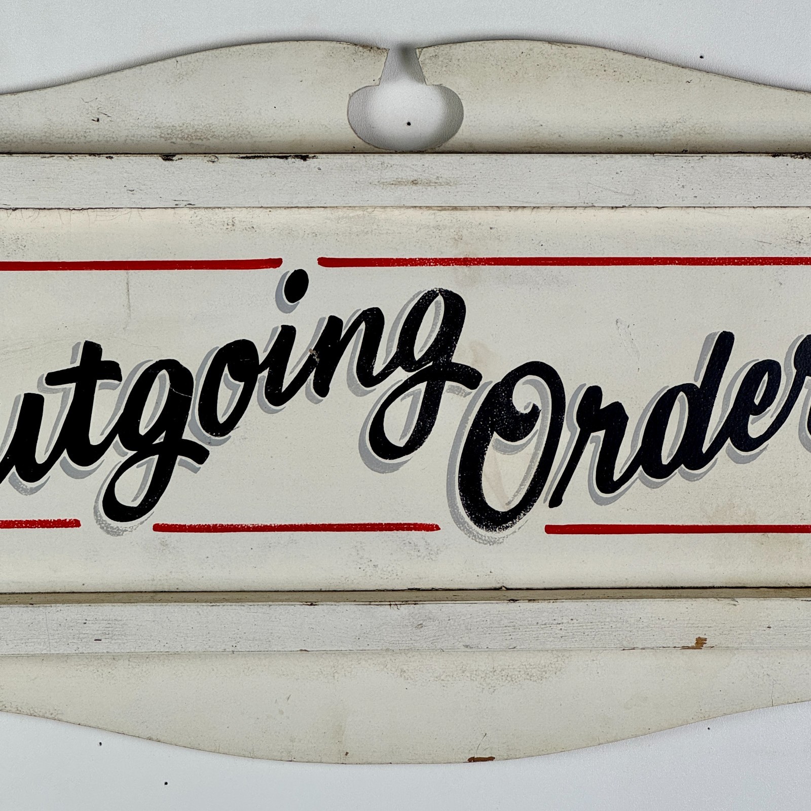 Vintage American Salvaged Diner “Outgoing Orders” Wood Sign With Elaborate Frame