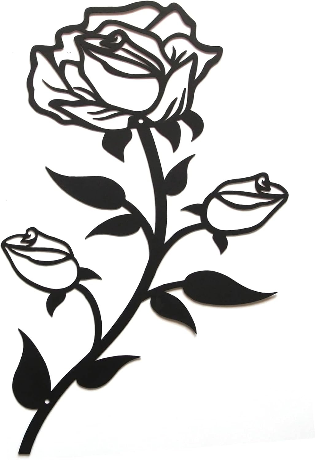 Black Metal Rose Flower Wall Decor for Bathroom,15“H Metal Cute Floral Wall Art
