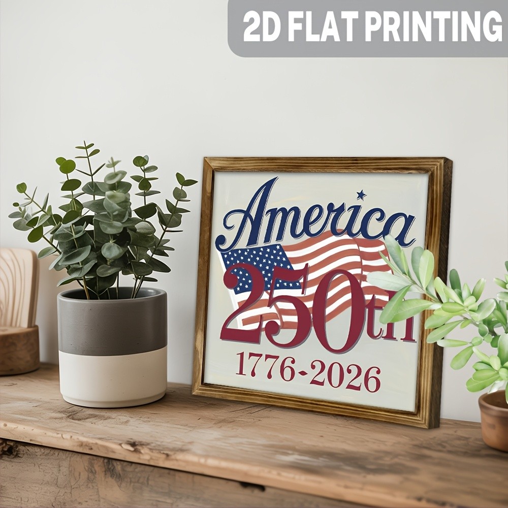 America 250th Anniversary 1776-2026 Flag Wall Art, Patriotic Home Decor