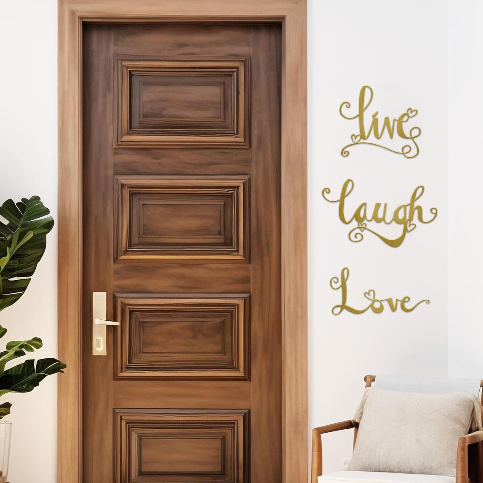 3 Pieces Gold Metal Letter Sign Decor ‘Live Laugh Love’ WordArt Wall Art Deco…
