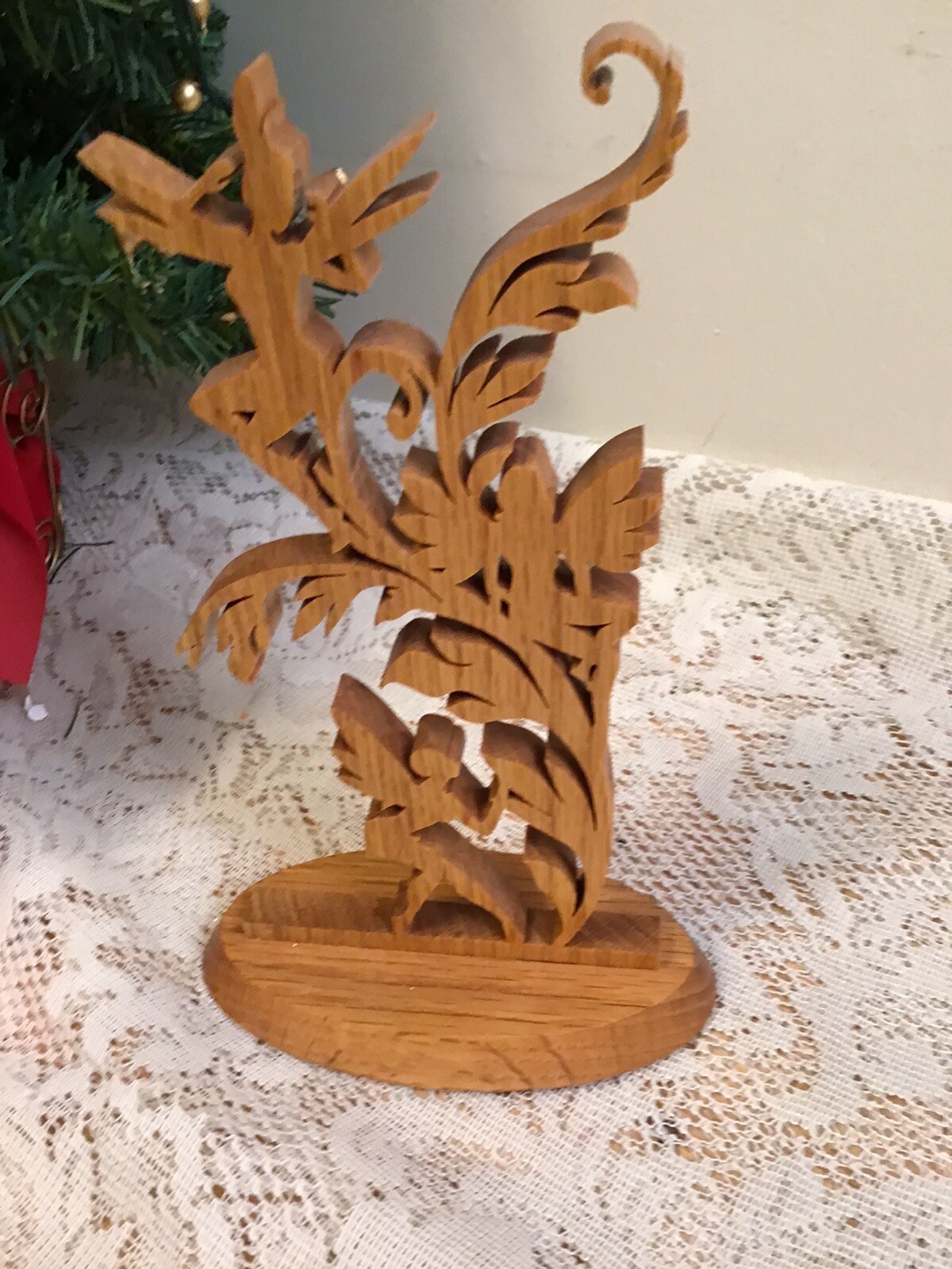 3 Fairies In Tree Wood Plaque- Scroll Saw Art – Handcrafted – 8 1/2 X 5”