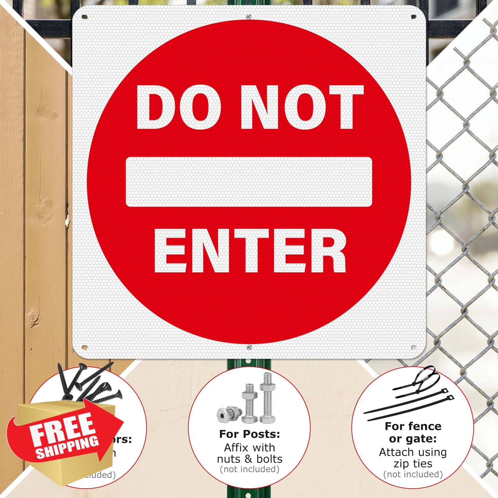 Anobell Red 24 x 24 Inch Do Not Enter Sign