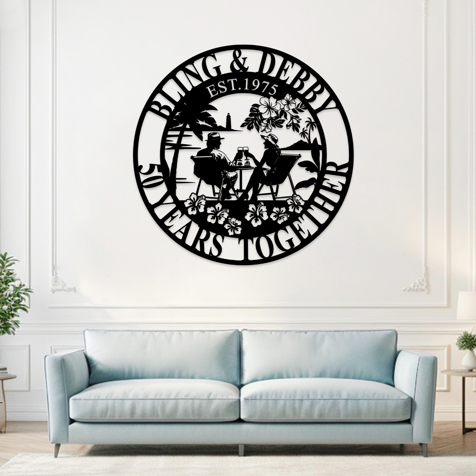 Personalized Couple Metal Sign, Years Together Anniversary Wall Art