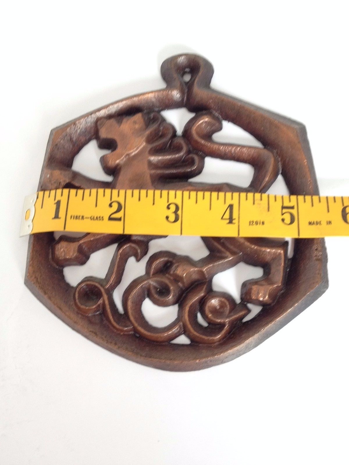 August Birthday Leo Lion wall decor plaque cast metal Zodiac Vintage
