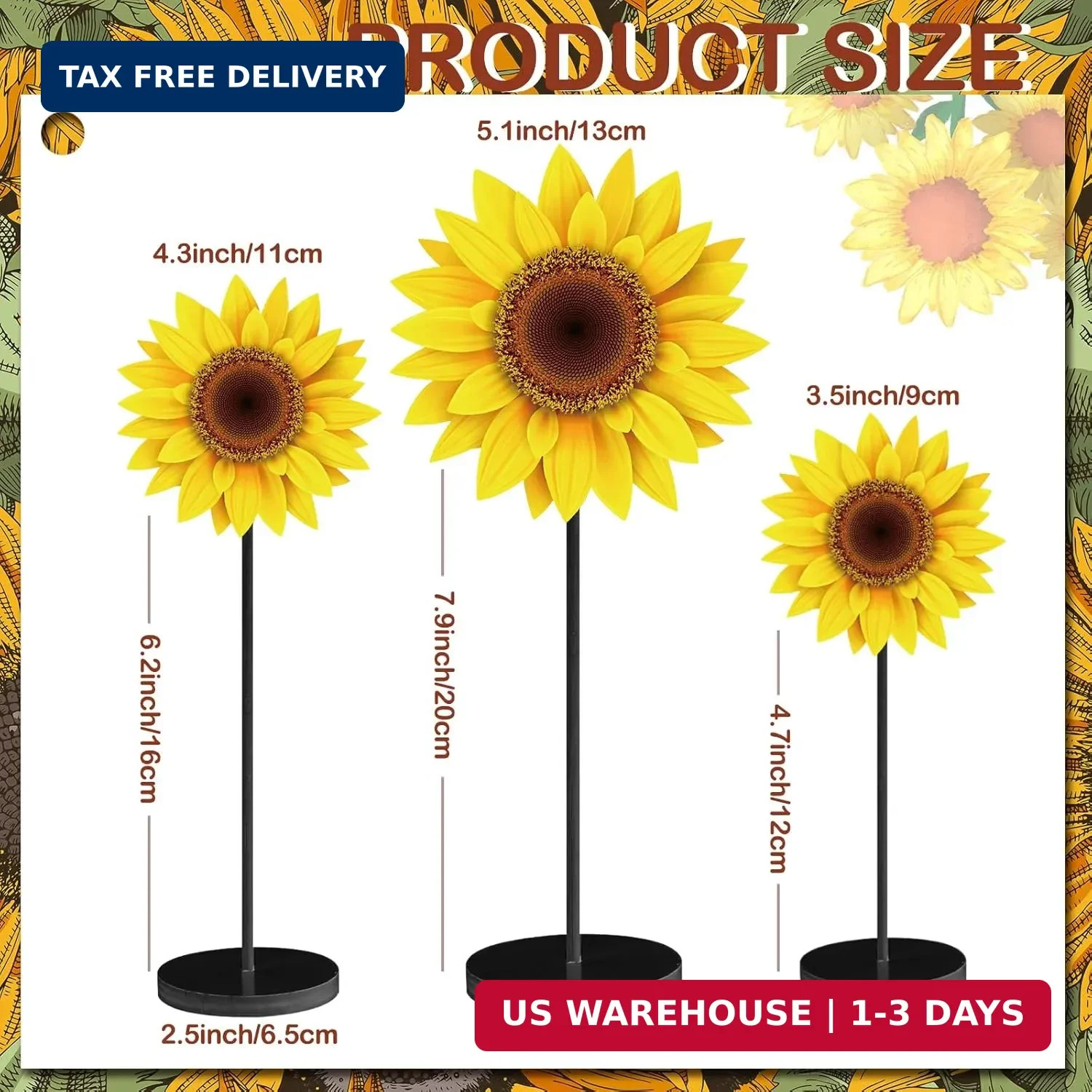 Maitys 3 Pcs Summer Table Decor Sunflower Wood Table Sign Summer Freestanding Ta