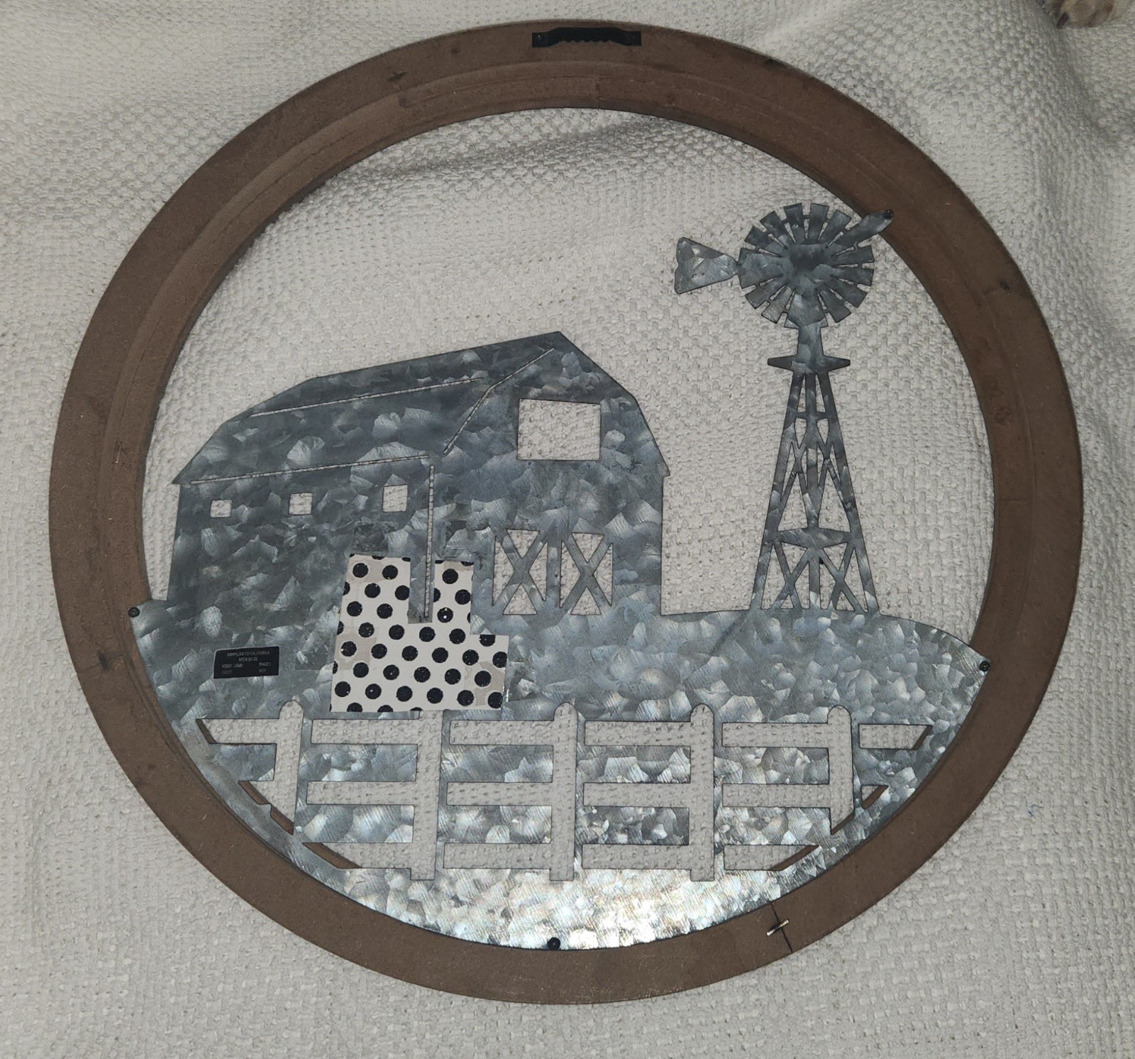 Rustic Farm Decor Weathered, Galvanized Metal Center Finish and Circular Edge