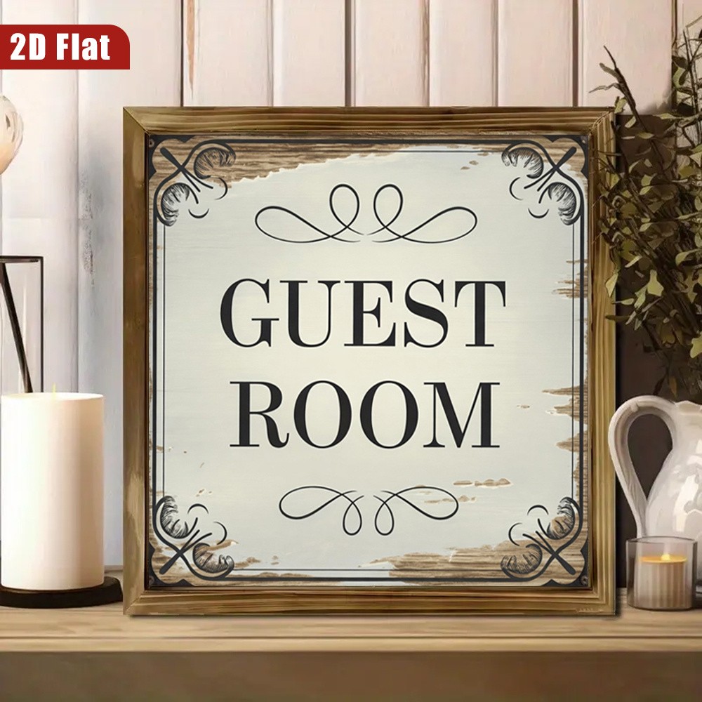 Farmhouse Vintage Guest Room Wooden Sign Ornate Border Bedroom Wall Art Gift