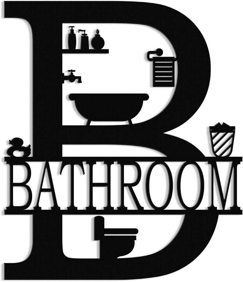 Metal Bathroom Wall Decor, Farmhouse Metal Bathroom Wall Art, Funny