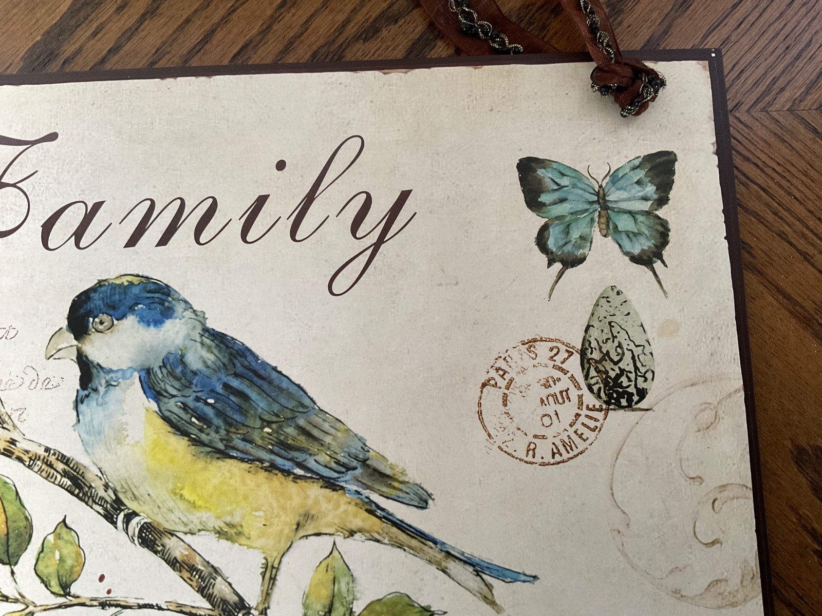 Pr Cottage Style Hanging Metal Wall Art w/ Birds 13 3/4″ L x 10 5/8″ T