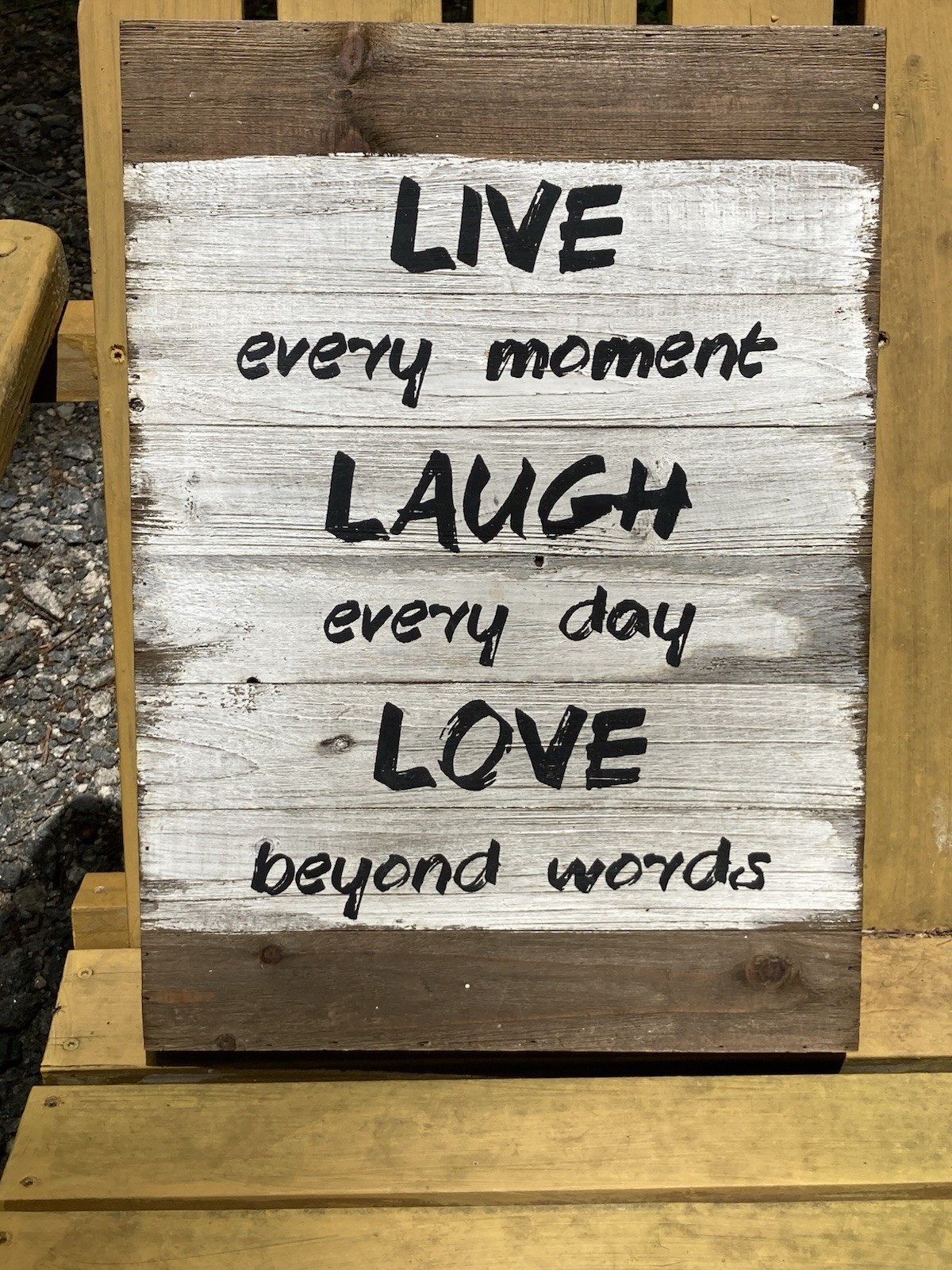 Live Every Moment Laugh Every Day Love Beyond Words Wooden Sign Decor 22 X 16 In