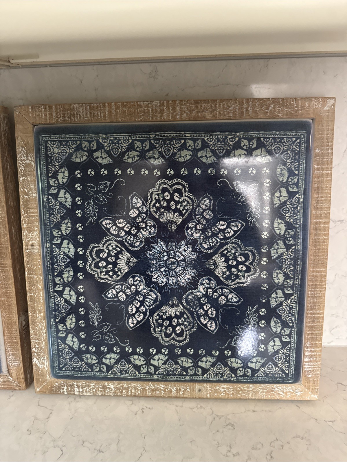 HD Designs 2-16×16 Wood Metal Outdoor Wall Art Decor Blue Bandannas Modern Boho