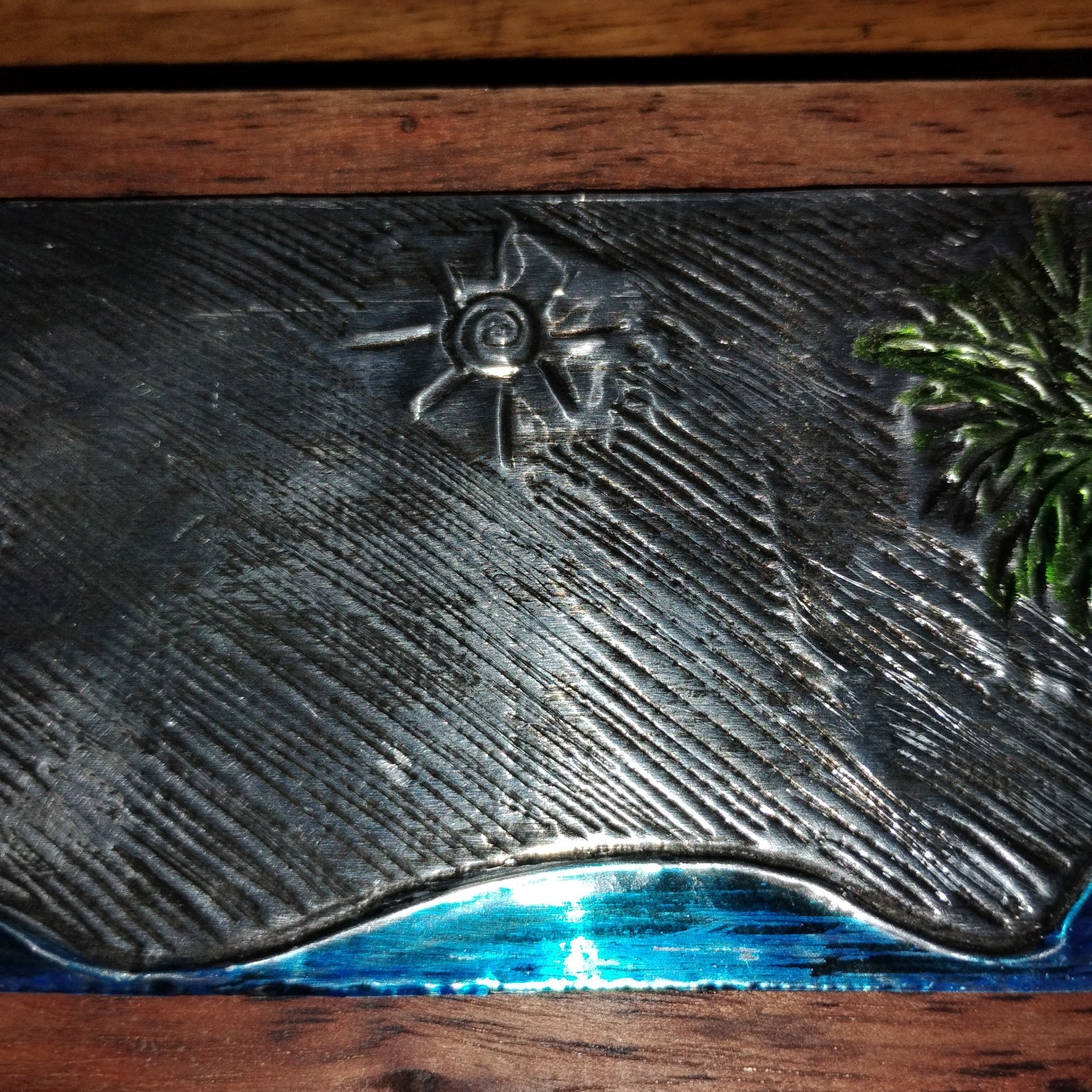 Vintage Repousse Metal Wall Art Nautical Picture. Signed, On Wood. Lighthouse