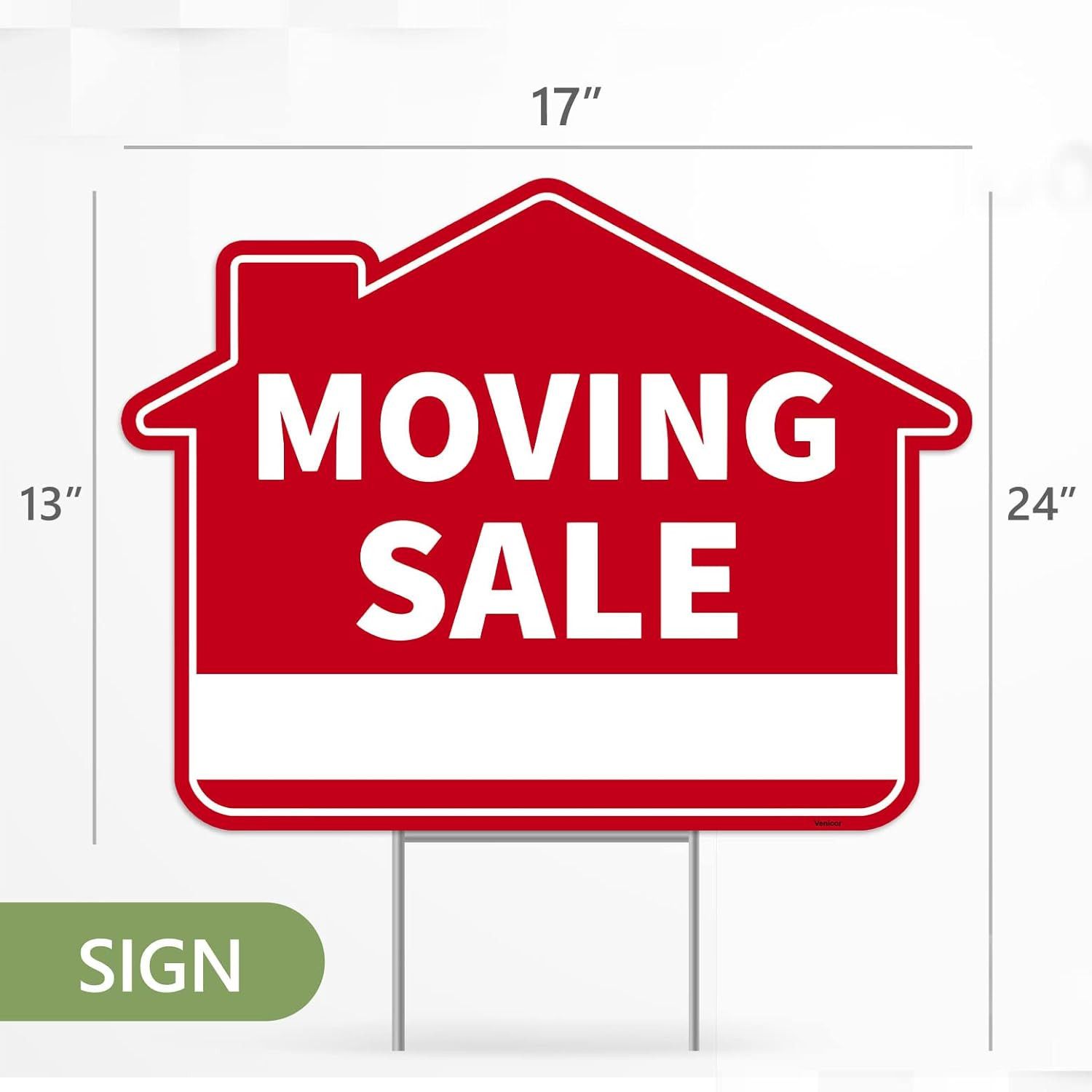 3PC Moving Sale Yard Sign with Stake, 17 Inches by 13 Inches – Double Sided Sign