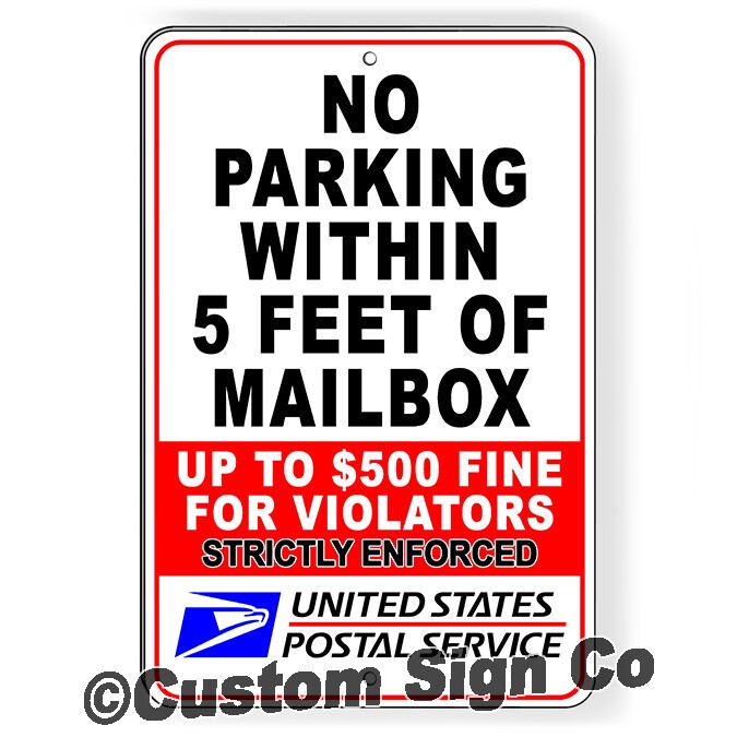 No Parking Within 5′ Of Mailbox $500 Fine Sign Metal Magnetic Decal do not block