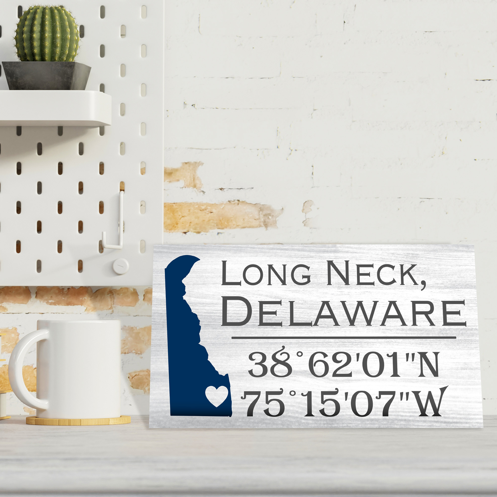 JennyGems Long Neck Delaware Gifts and Souvenirs, Delaware Sign, Coordinates