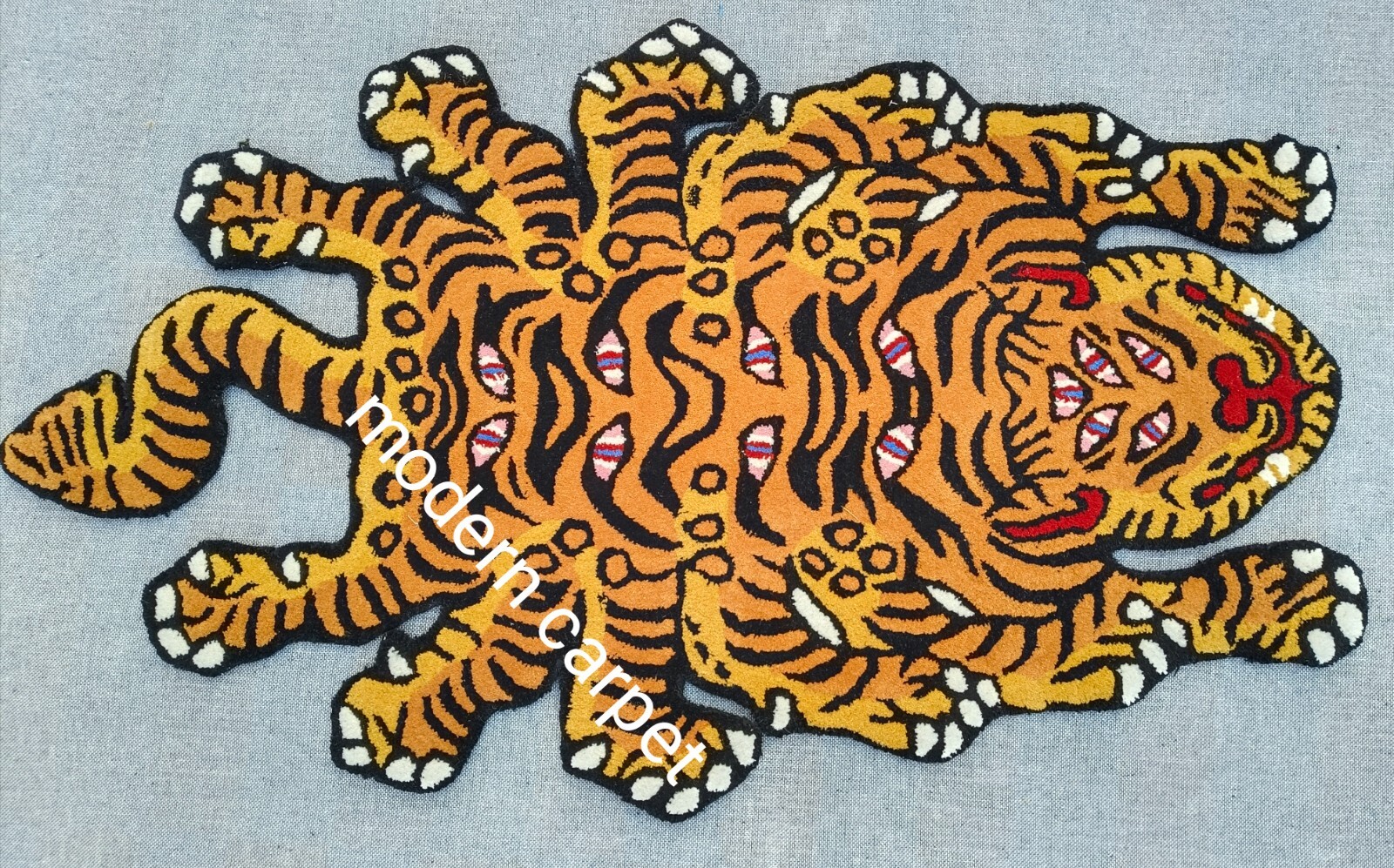 Tibetan Tiger Rugs Handmade 100% Woolen Hand Tufted For Home Decoration