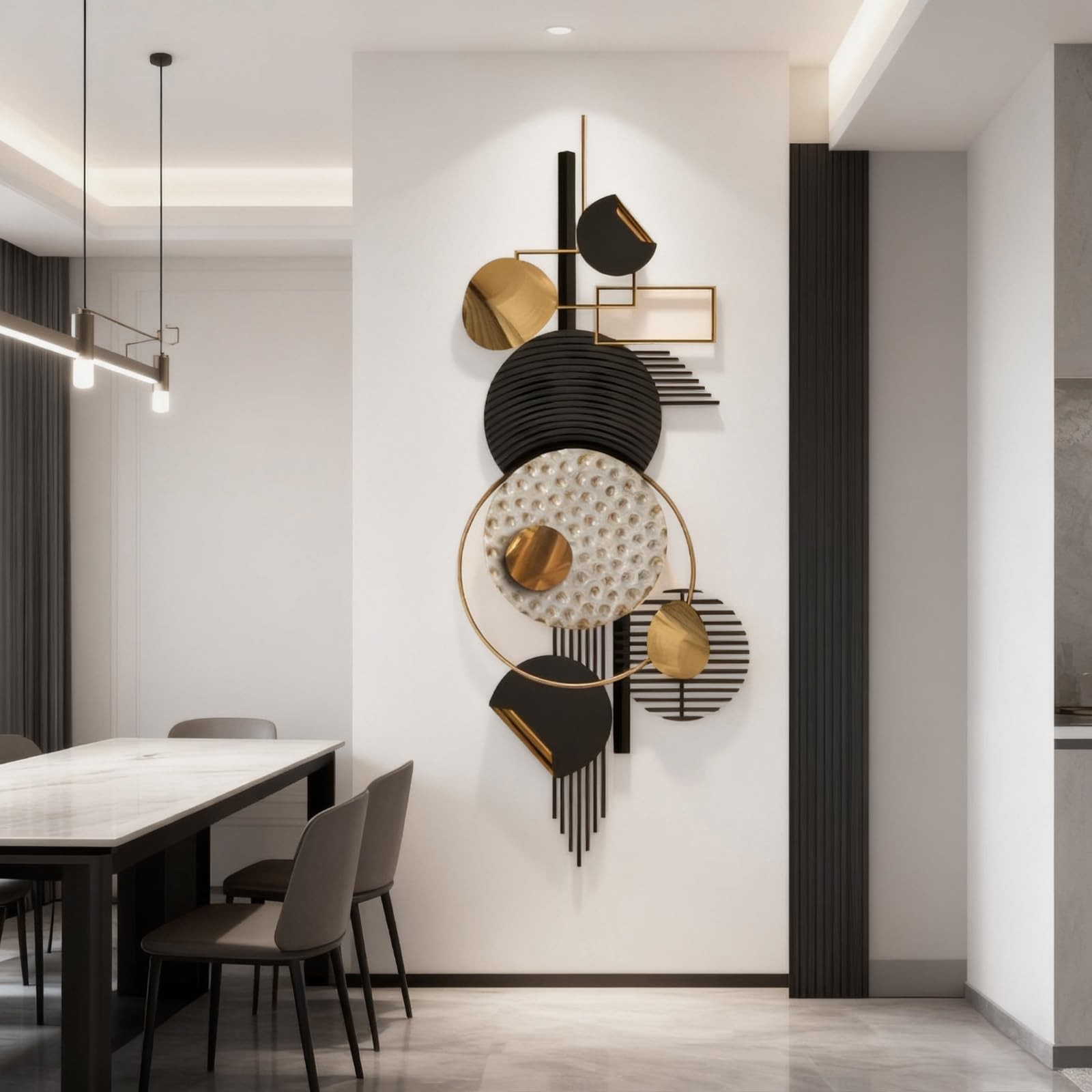 Large Wall Decor for Living Room, Modern Metal Wall Art, 3D Textured Geometri…