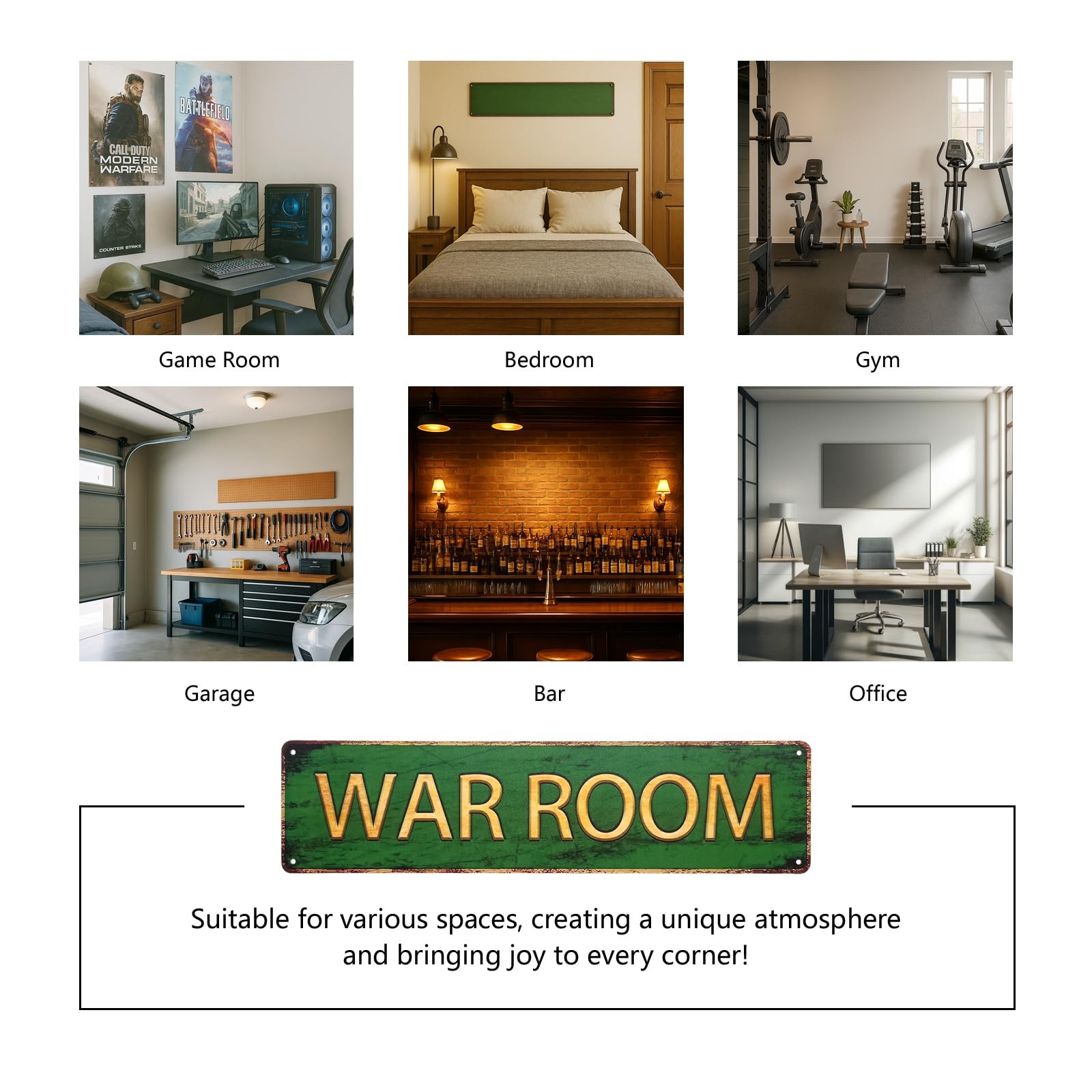 WAR ROOM Metal Sign – Vintage Aluminum Wall Decor for bar, 4×16, War Room