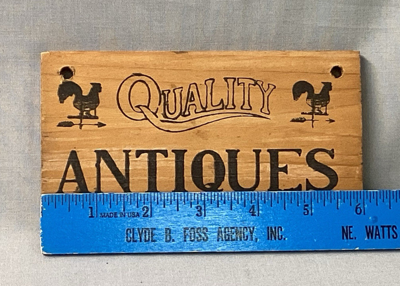 Vintage Wooden Sign Antiques Small 6 In x 3.5 In Home Decor Plaque