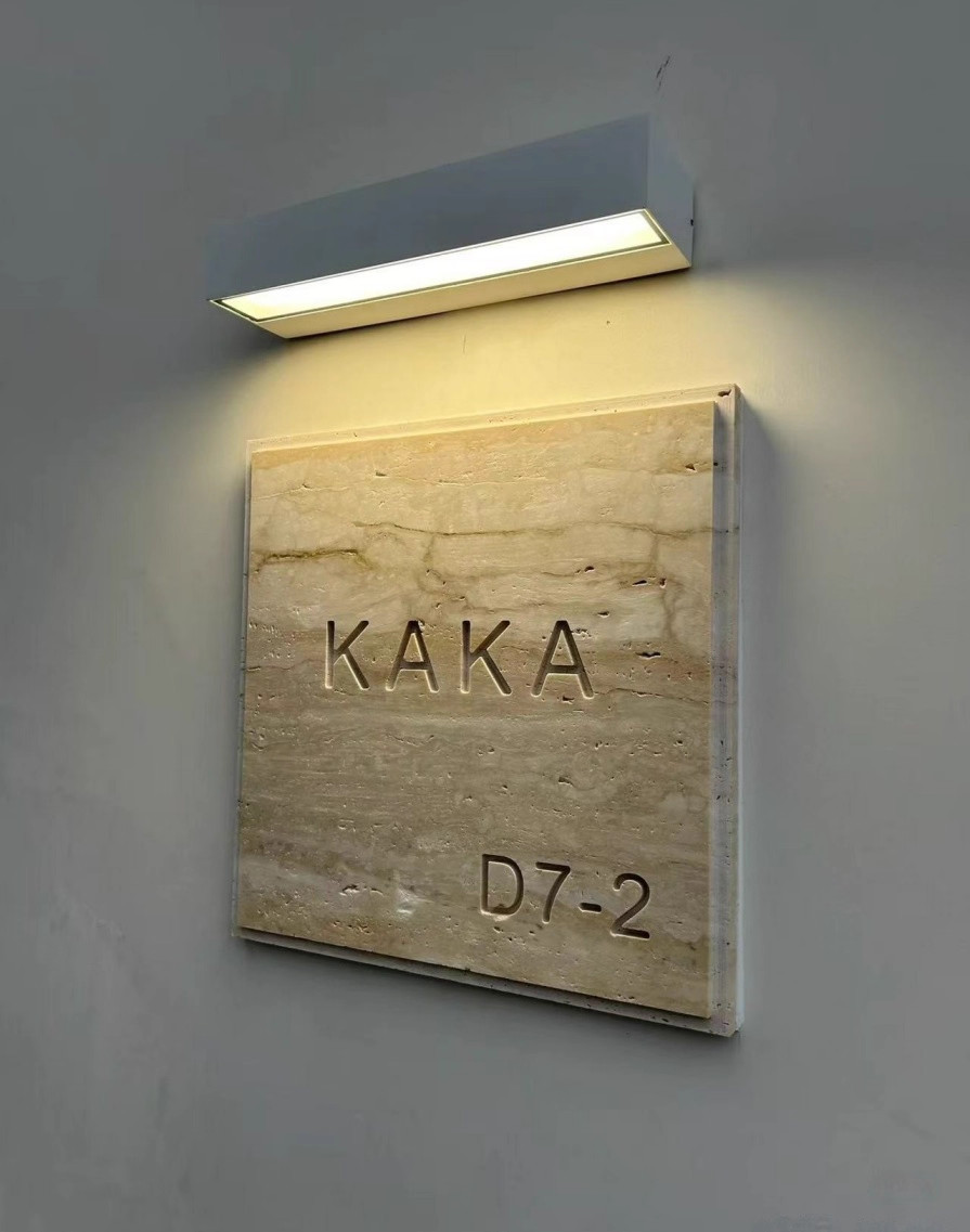 Travertine Rectangle Personalized Door Sign Customize Doorplate for House Store