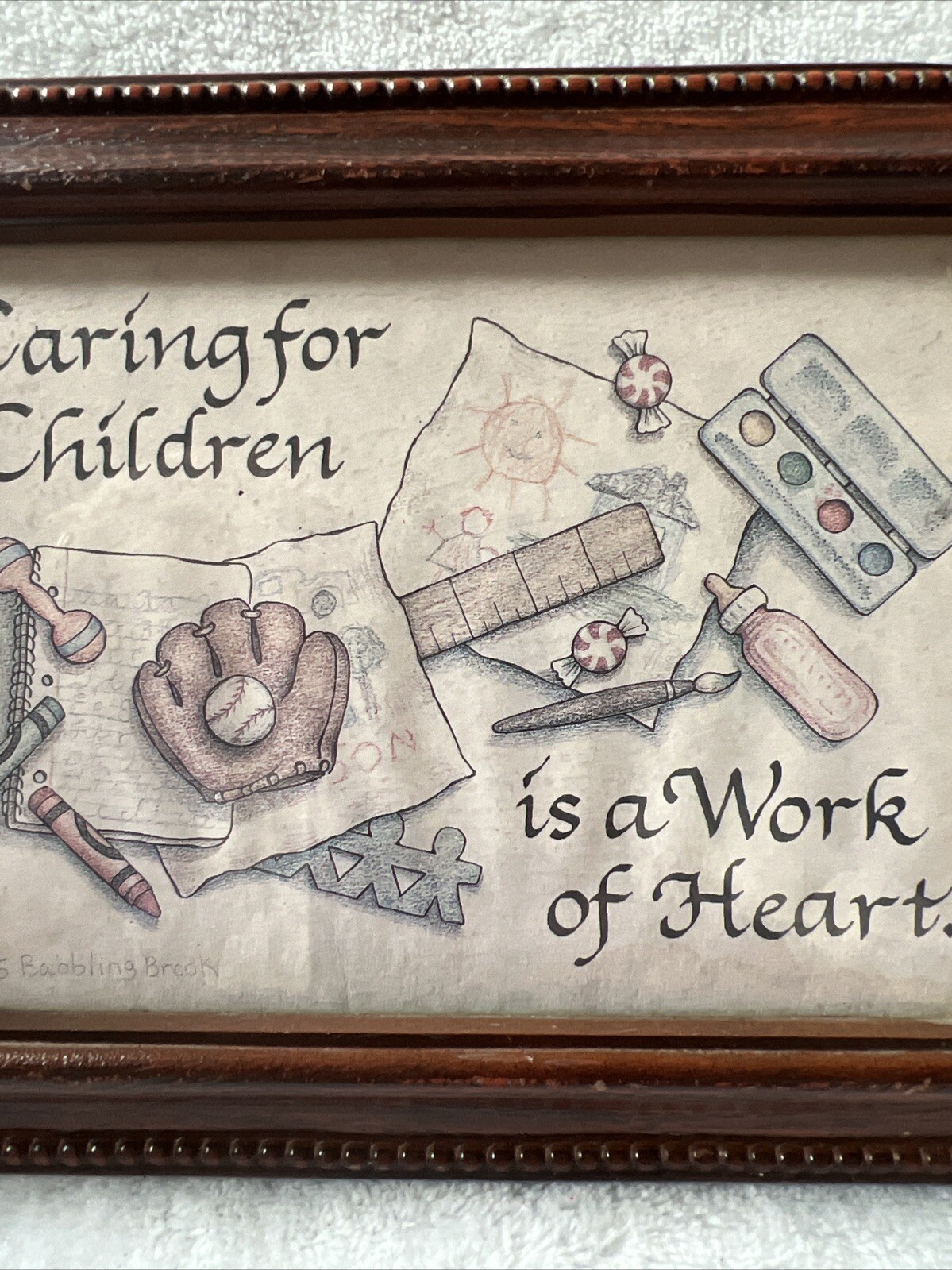1993 “Caring For Children Is A Work Of Heart” By Babbling Brook 5”x7”