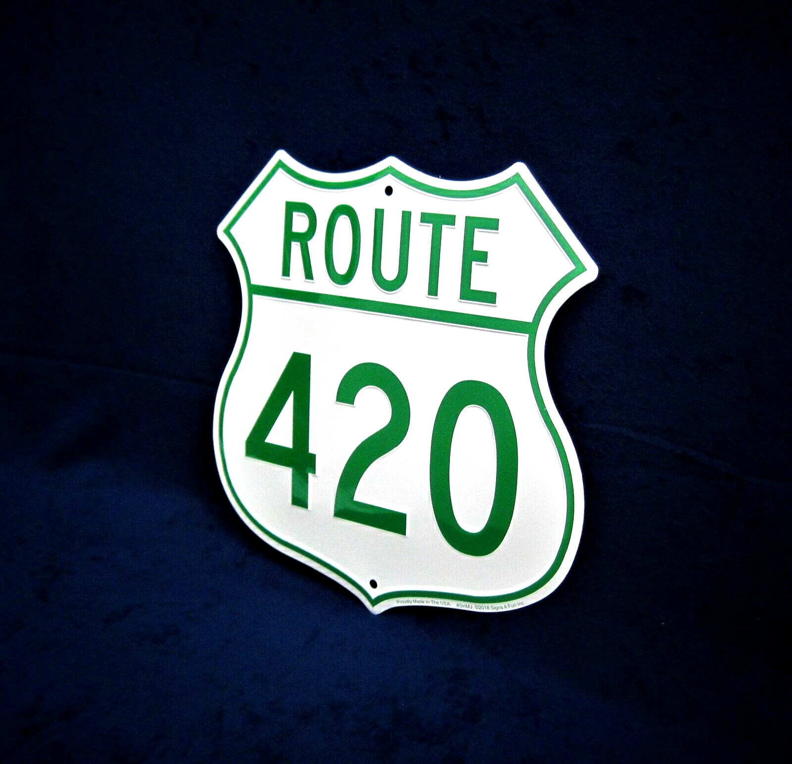 ROUTE 420 Shield – *US MADE* Embossed Sign – Man Cave Garage Club Bar Wall Decor