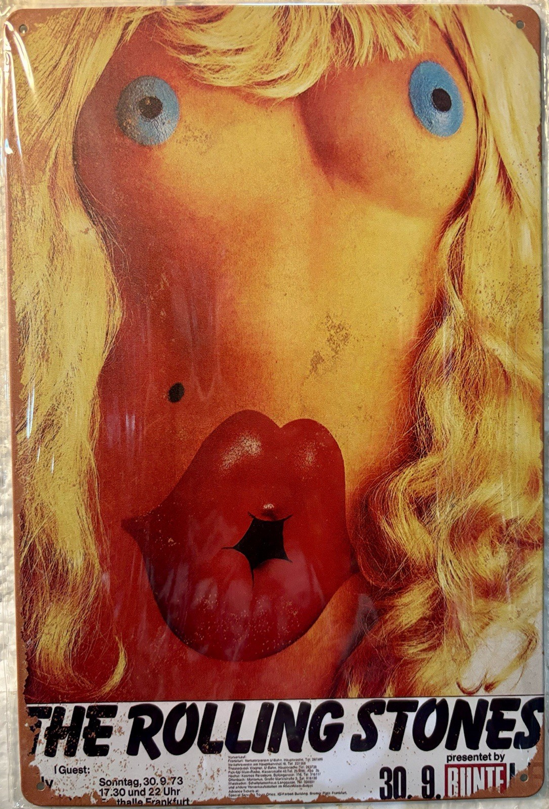 TIN SIGN 8×12 Rolling Stones Rock Roll Band Sexy Blonde Girl Mick Jagger DD15