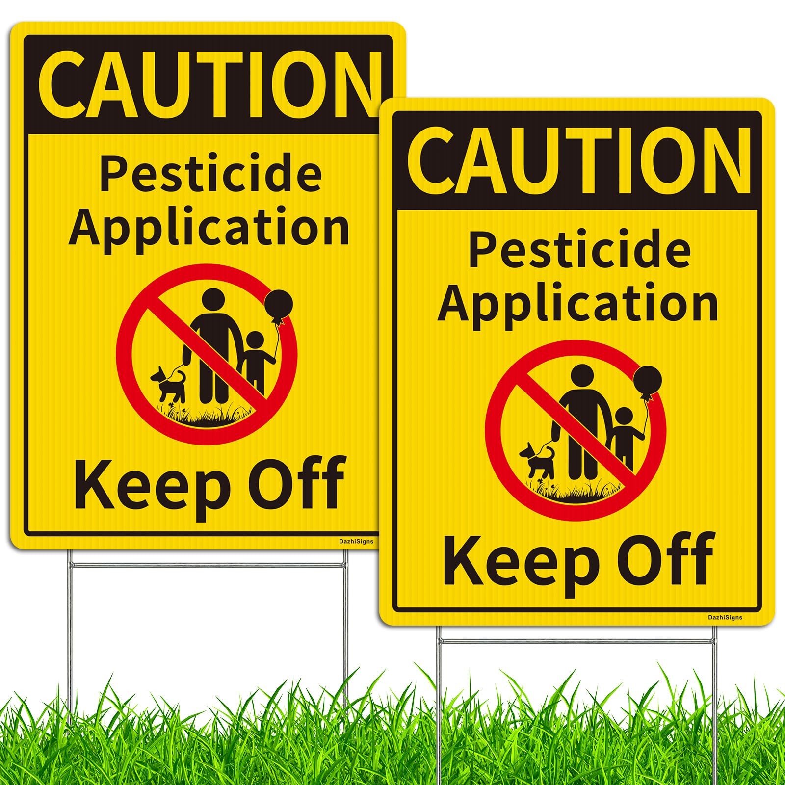 Caution Pesticide Application Keep Off Sign for Yard with Stake Kit, 2Pack12….