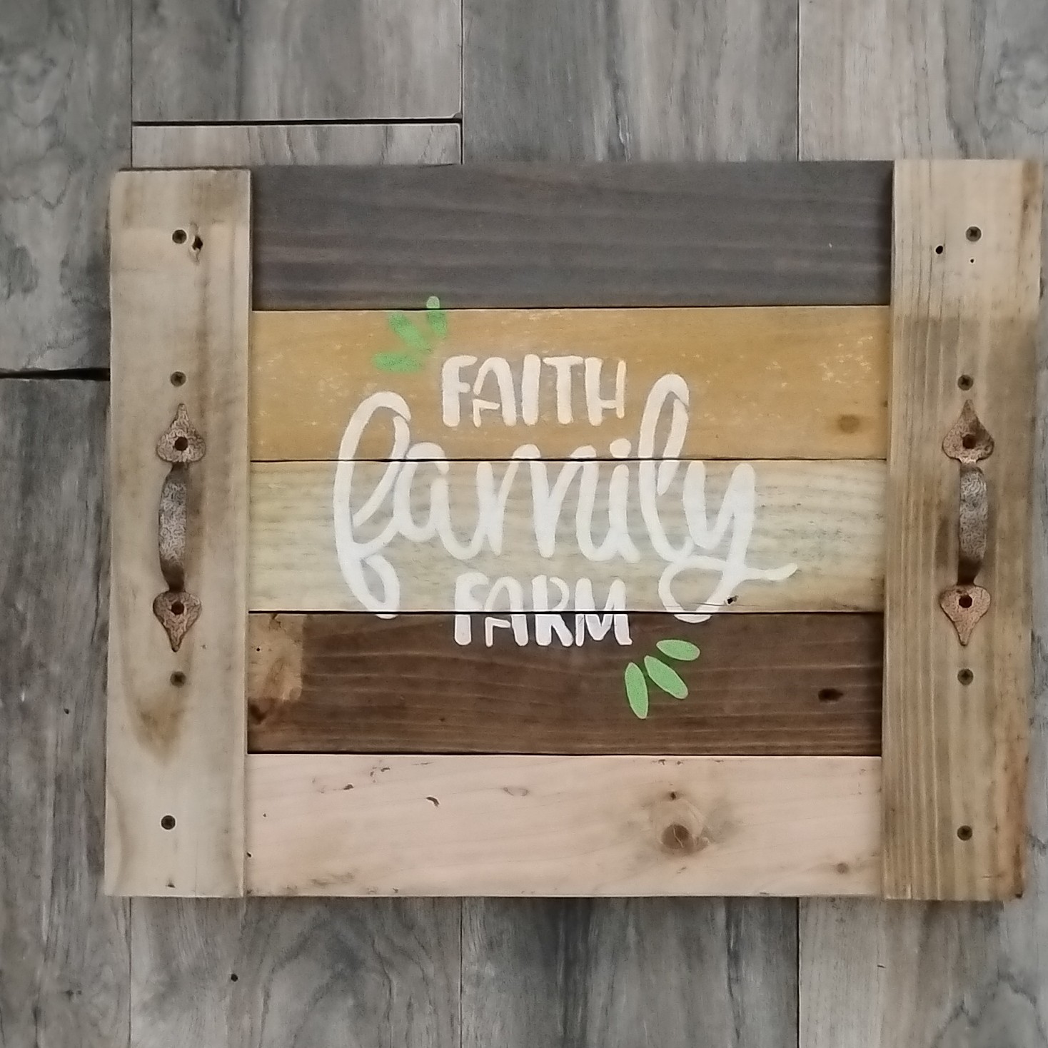 Faith Family Farm Rustic Wood Tray/Wall Sign Handmade w/Pallet Wood 20×16