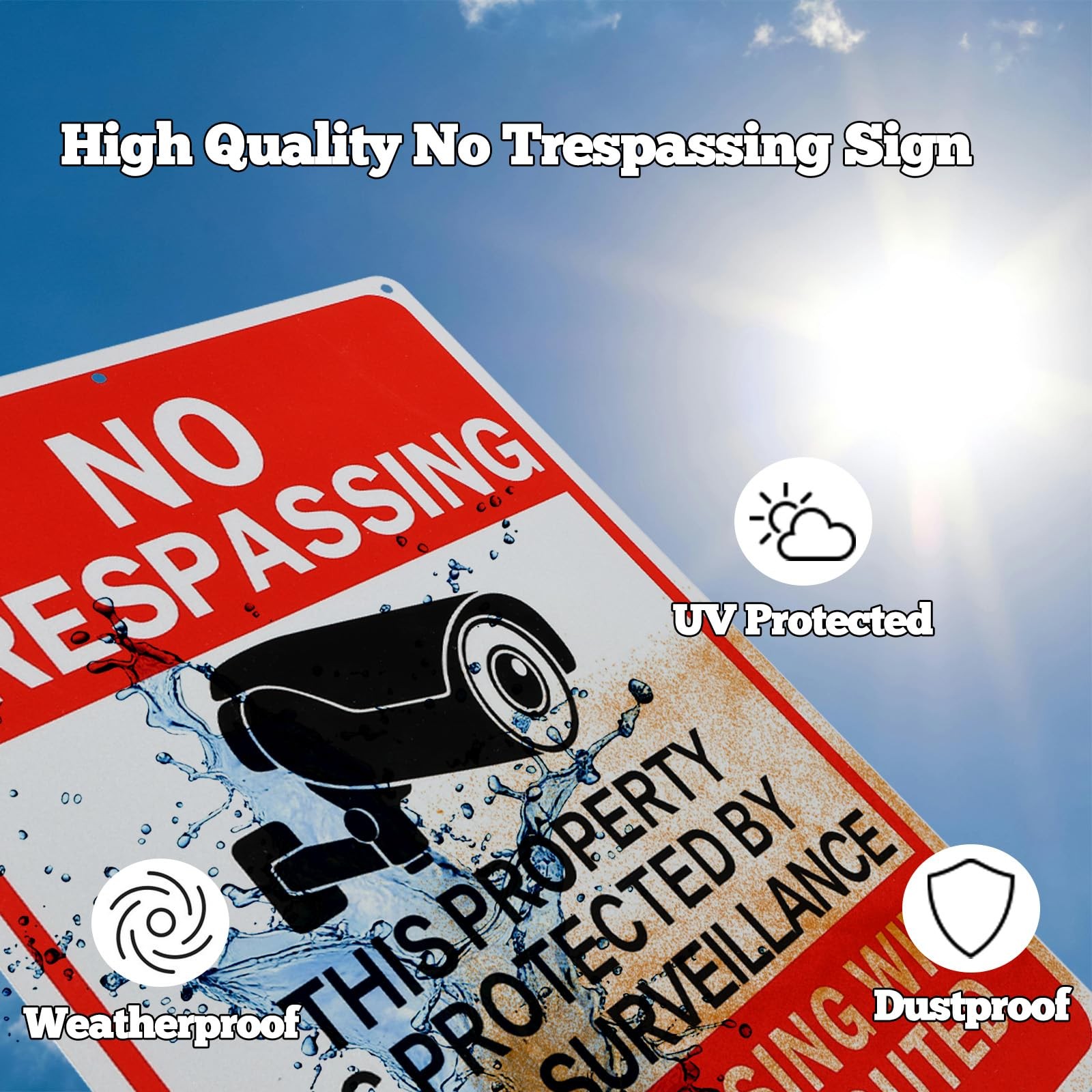 4 Pack No Trespassing Signs Private Property Video Surveillance Sign 14×10 In…