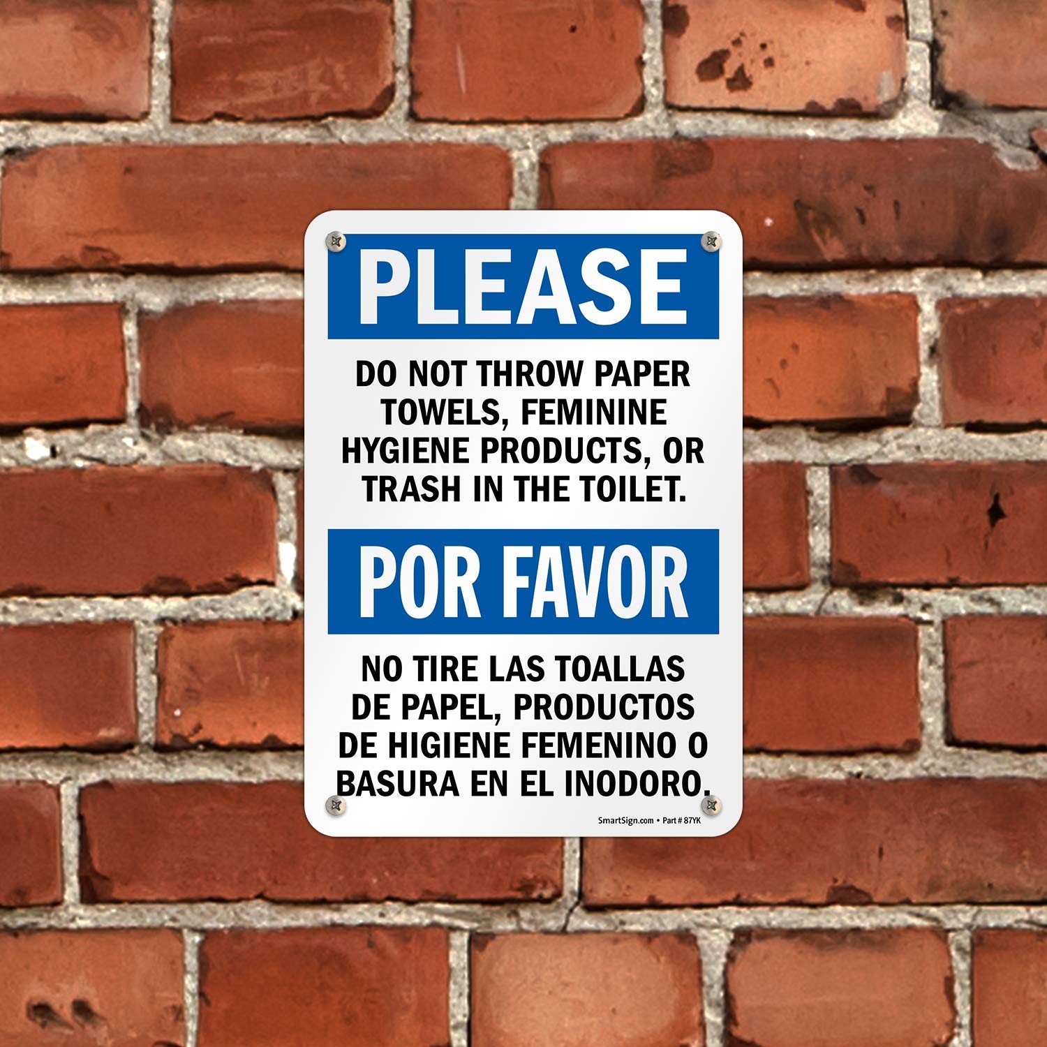 SmartSign “Please Do Not Throw Paper Towels, 10″ X 7″, 7” x Plastic