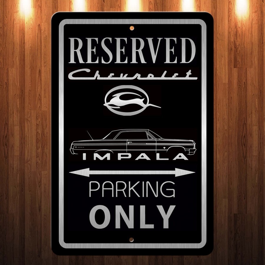 Laser etched engraved 1964 Chevy Impala Art on a Parking Sign Aluminum 8 x 12