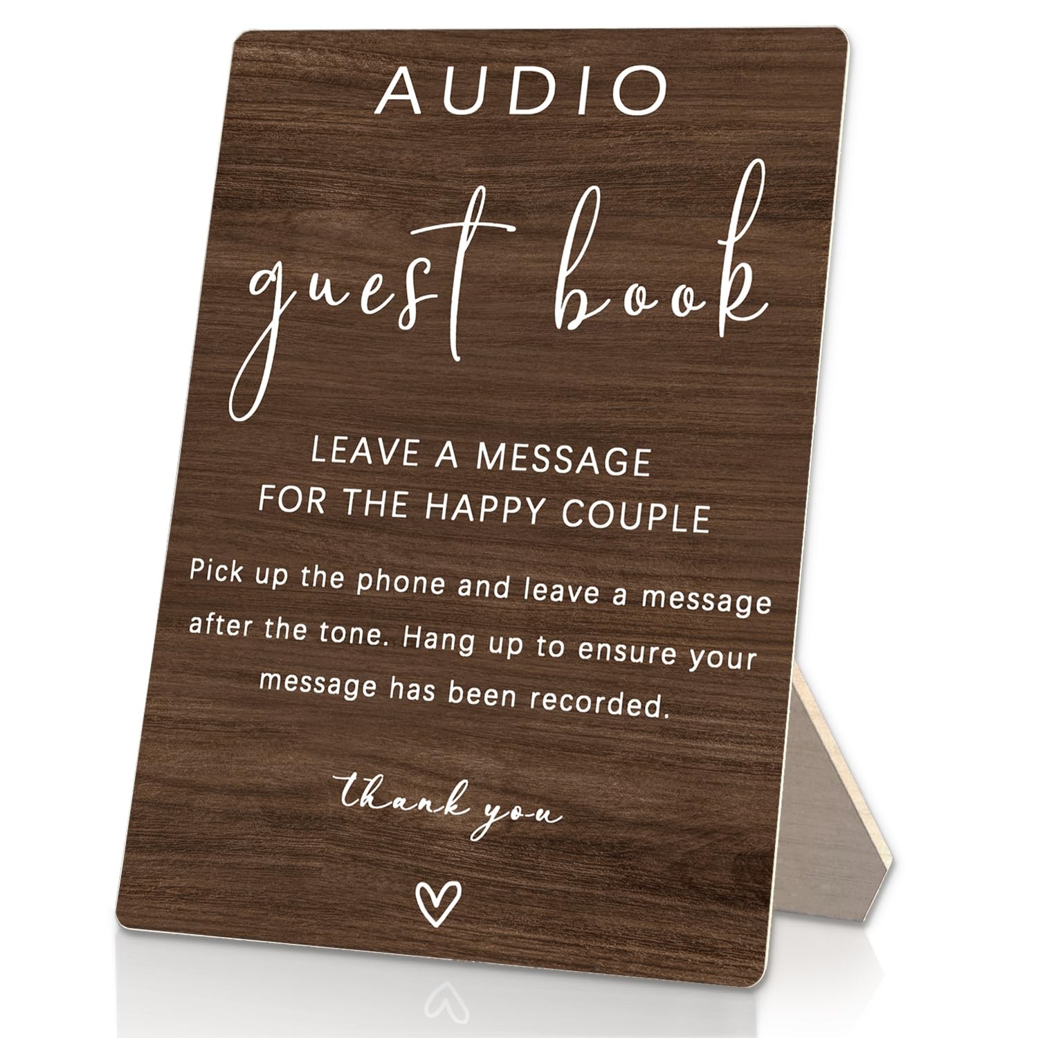 RUNMESS Audio Guestbook Sign, Audio Phone Guestbook Wooden Stand 5x7inch, Wed…