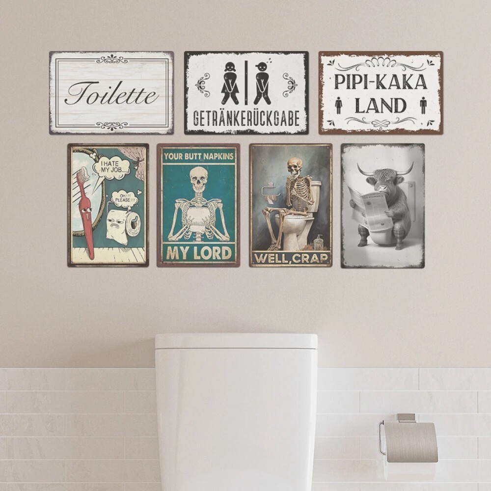 This Is A Bathroom Not An Internet Cafe Sh*t & Split Metal Tin Sign WC Plaque
