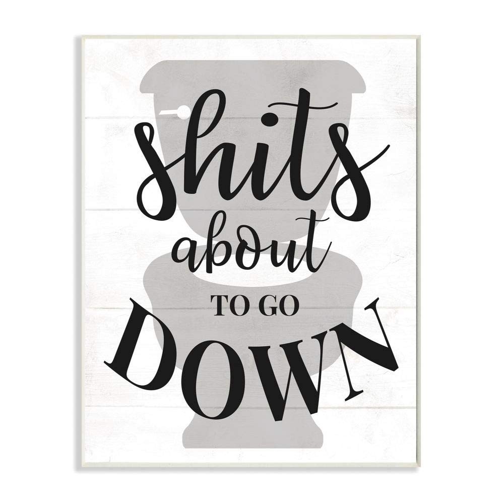 Stupell Industries About to Go Down Funny Bathroom Family Home Word Wall Plaque,