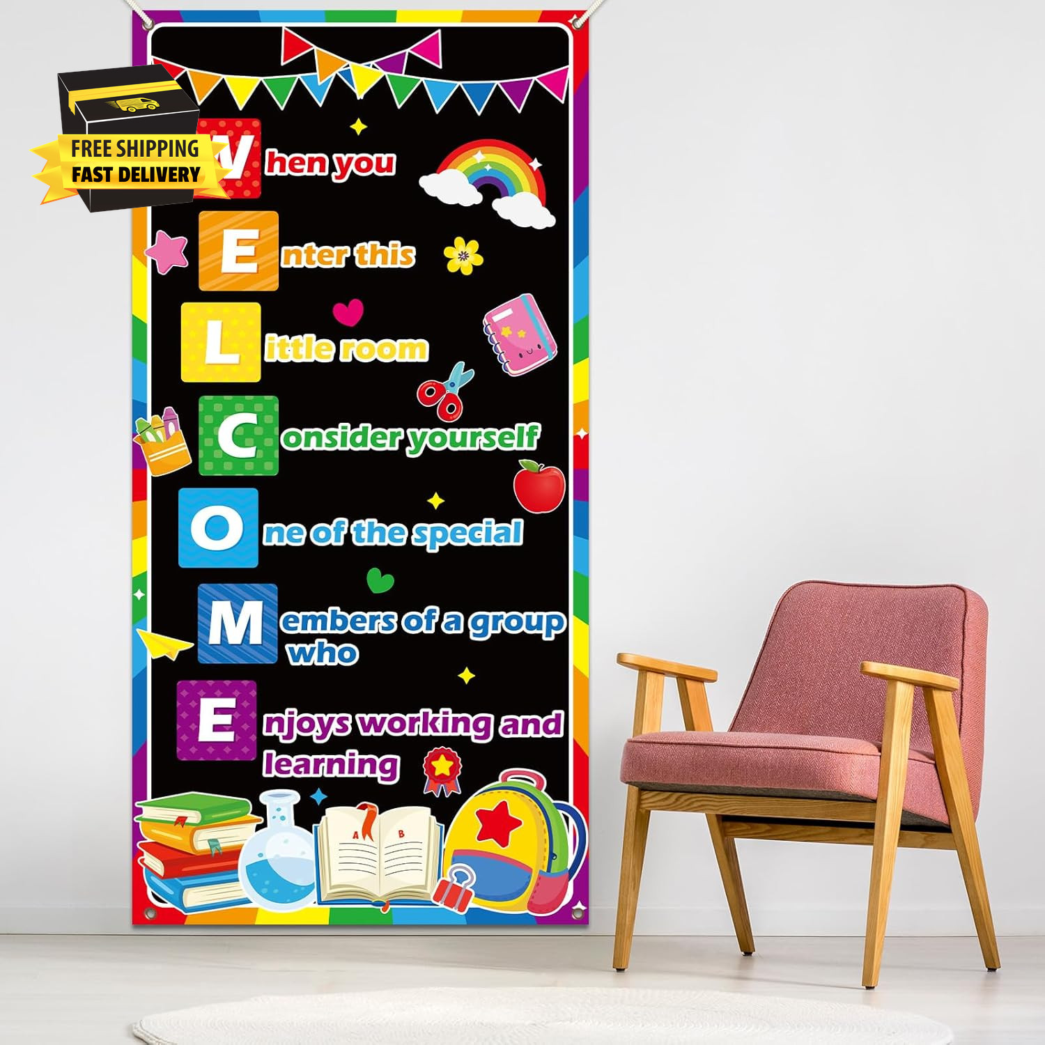 Welcome Classroom Door Cover Banner Decorations Back to School Door Cover Porch
