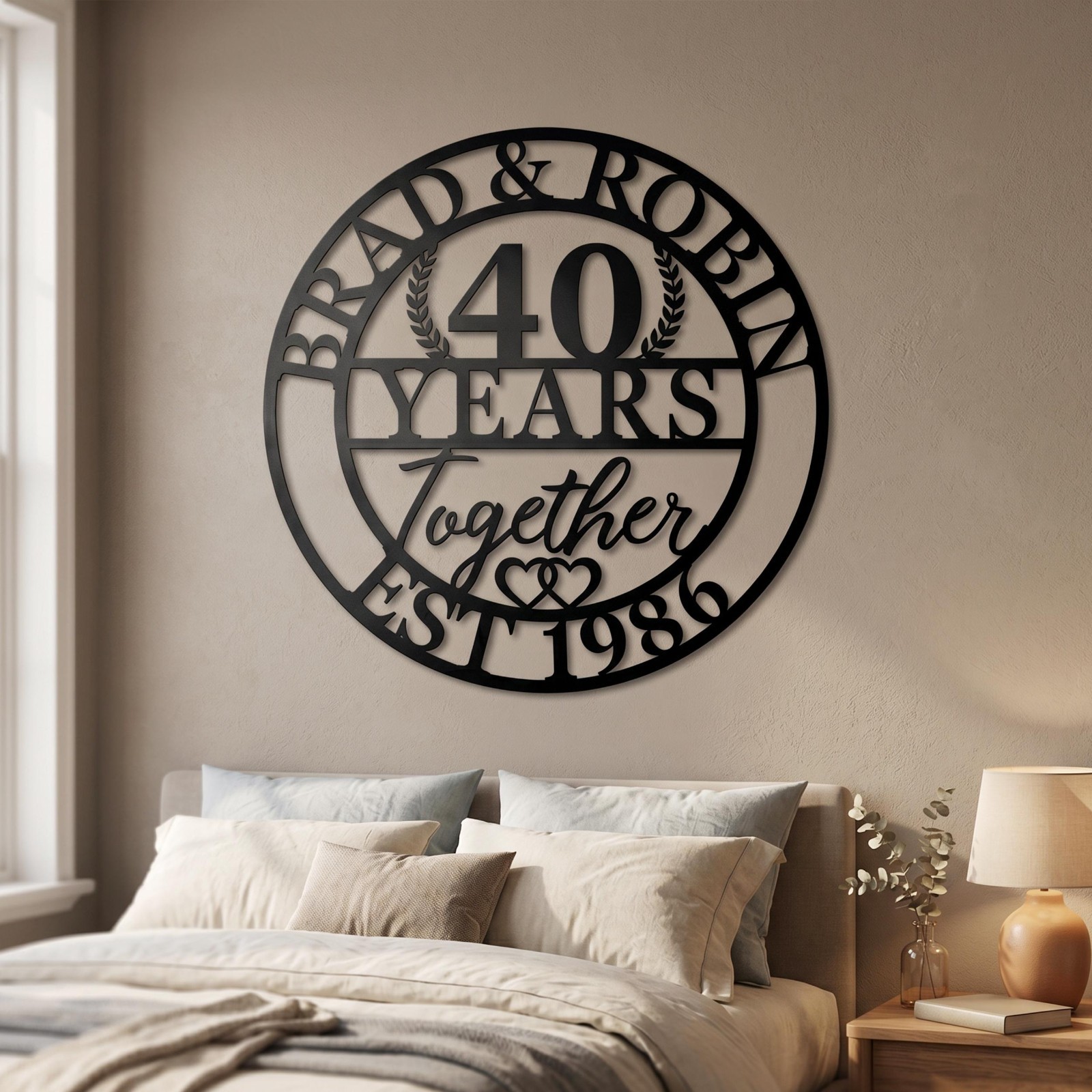 Custom Ruby Anniversary Metal Sign, Personalized Wedding Gift, Couple Wall Art