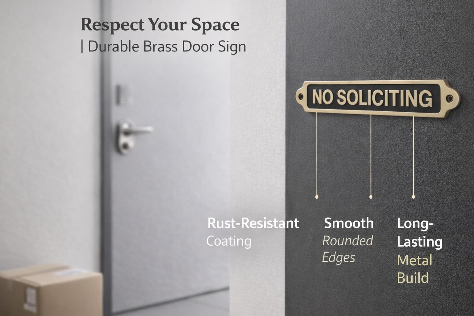 NO SOLICITING Decorative Metal Door Sign 22×5 cm with Mounting Hardware for Home