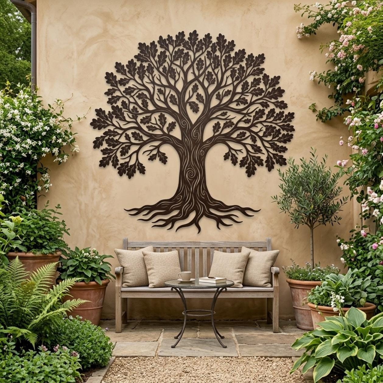 Oak Tree Metal Wall Decor, Tree of Life Wall Art, Large Living Room Wall Art