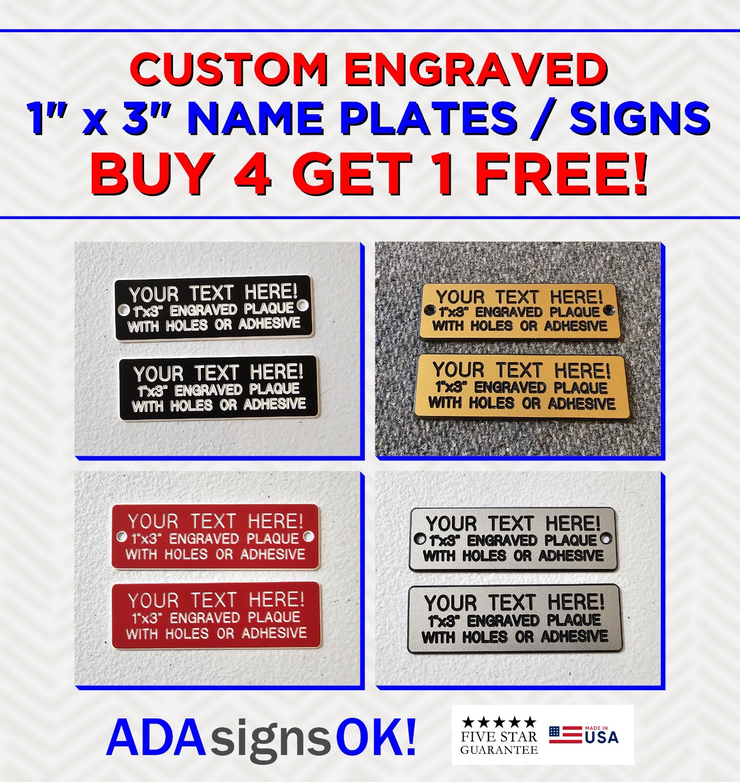 1×3 Engraved Sign Plaque – IDs Labels Electrical Compliance Warnings Phenolic