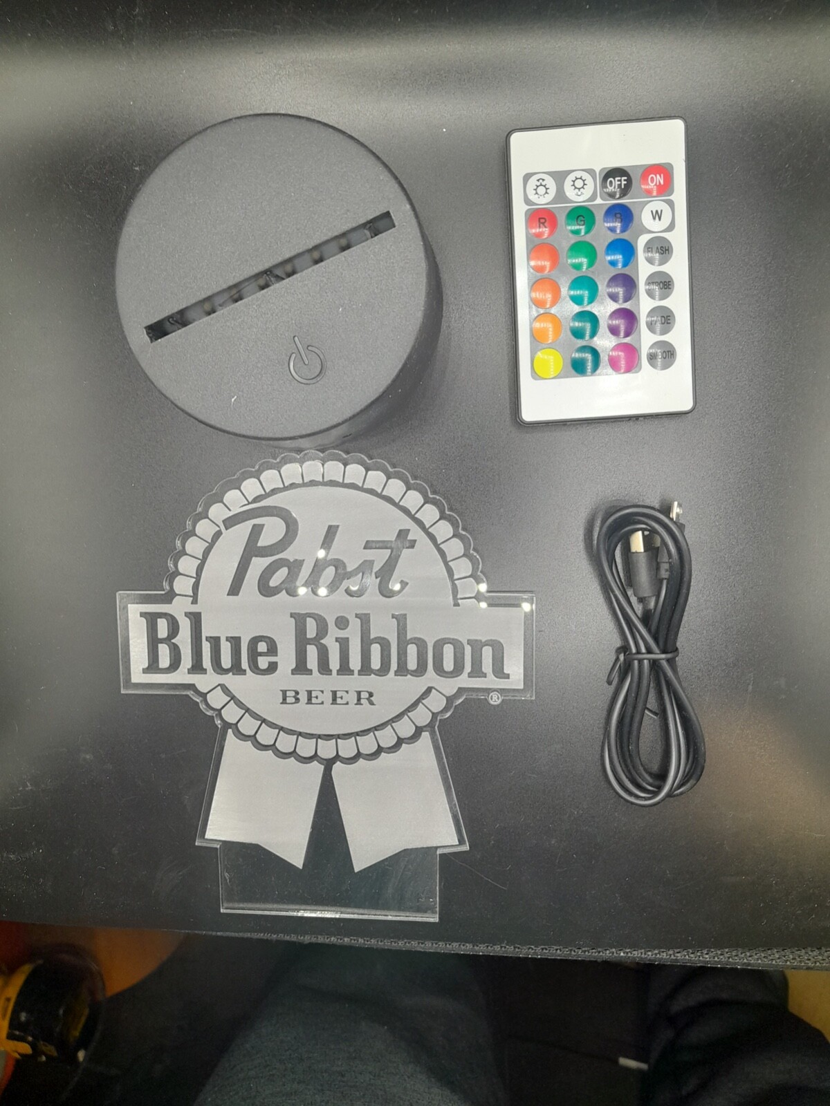 Edge Lit Tabletop Sign, Multi-Colored LED, LaserEtch, Pabst Blue Ribbon Beer