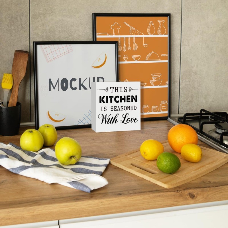Warm Kitchen Wall & Counter Freestanding Wood Box Sign Farmhouse Plaque Gift