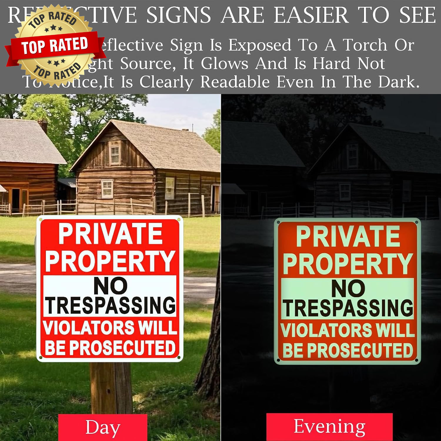 4 Pack Large No Trespassing Signs Private Property 9.5 Inch X 9.5 Inch Private P