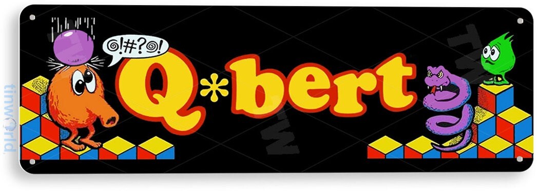 Q-bert Arcade Sign, Classic Arcade Game Marquee, Game Room Tin Sign A840