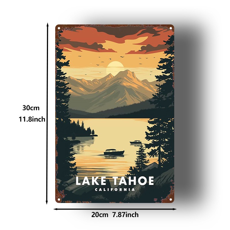 2D Flat, 1pc, Metal Sign, Lake Tahoe California, Home, Garden, Farmhouse