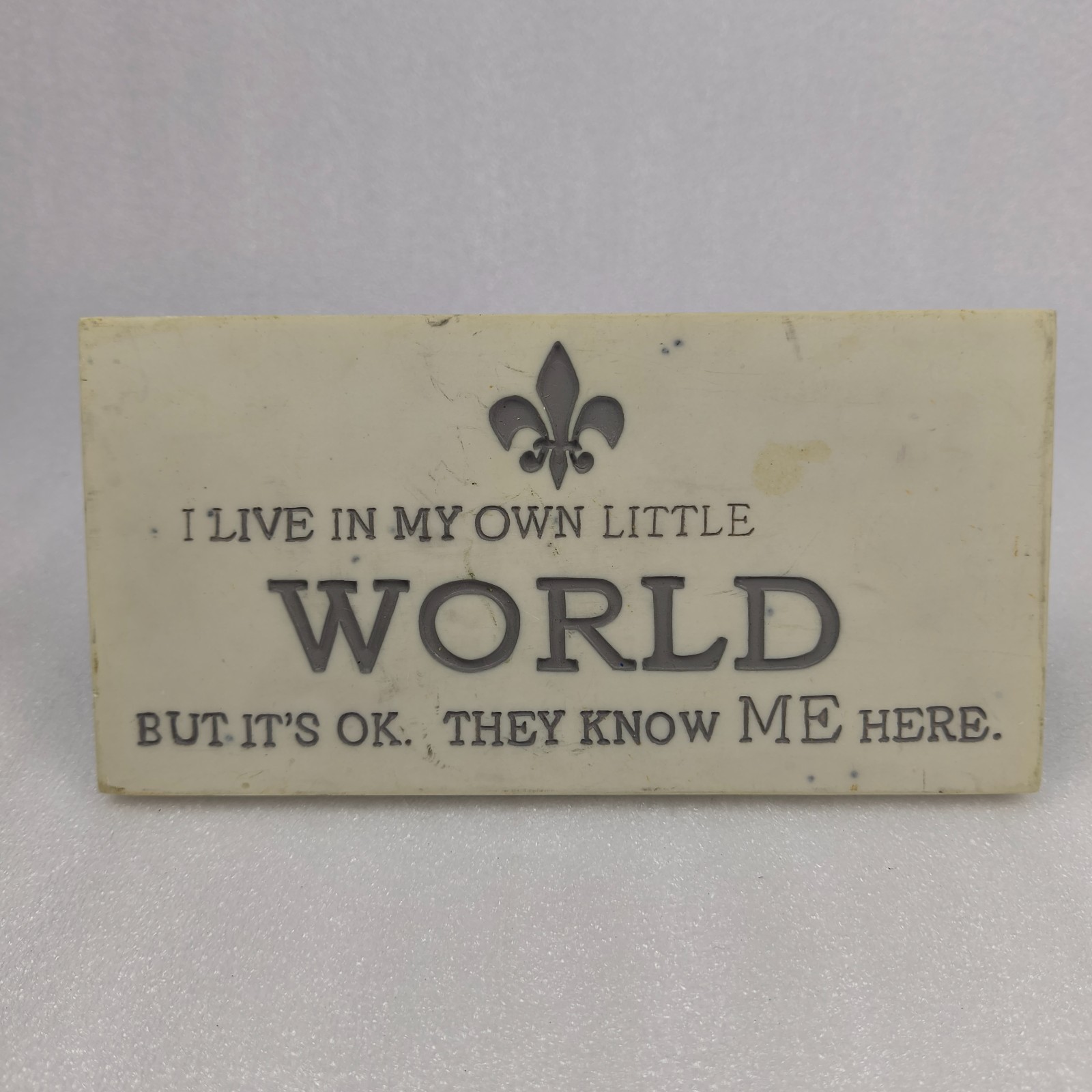 House Parts ‘I Live In My Own Little World’ Marble Plaque Sign 3.5”W 7”L